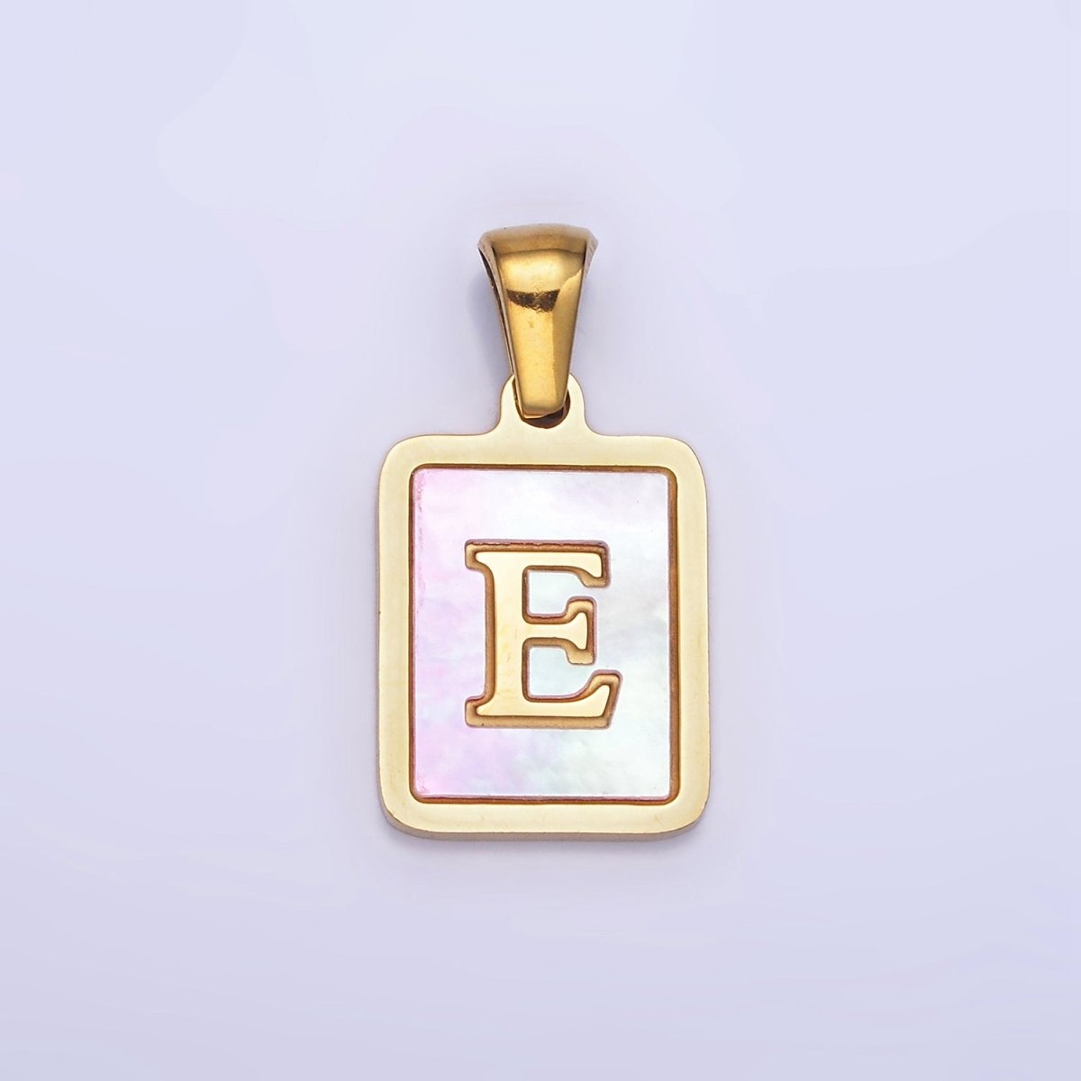 24K Gold Filled Alphabet Letter Pink Shell Pearl Bezel Pendant | A1565 - A1577 - DLUXCA