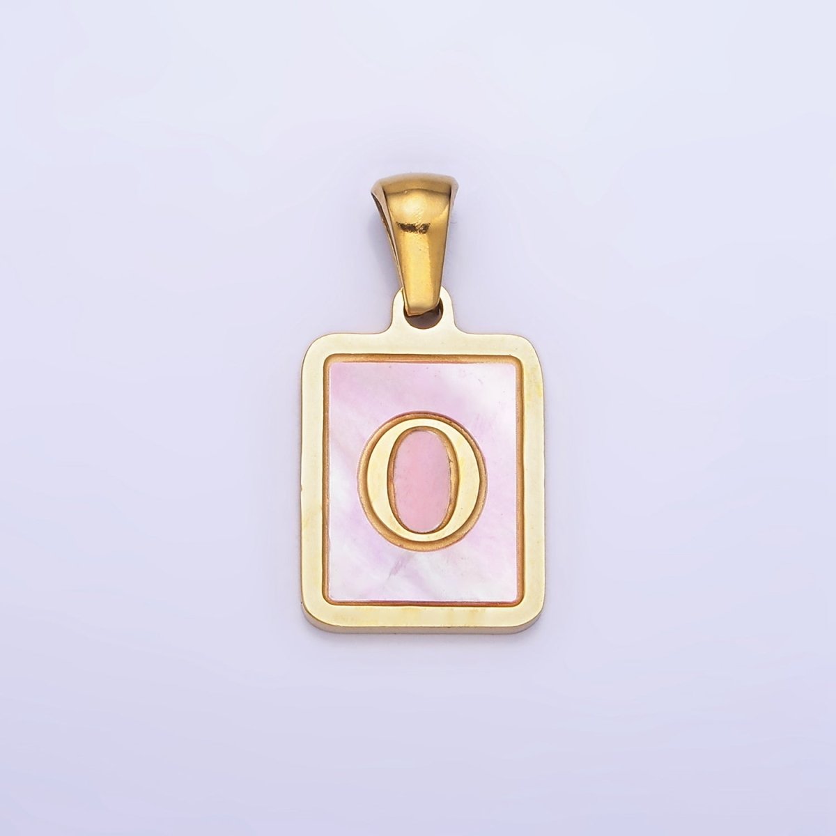 24K Gold Filled Alphabet Letter Pink Shell Pearl Bezel Pendant | A1565 - A1577 - DLUXCA