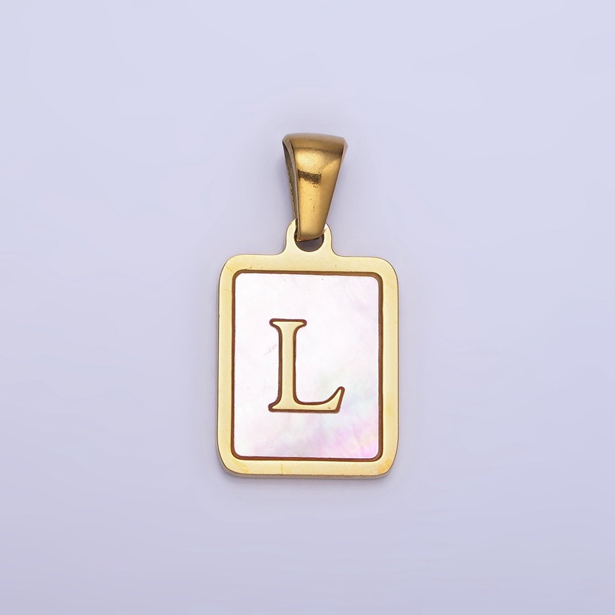 24K Gold Filled Alphabet Letter Pink Shell Pearl Bezel Pendant | A1565 - A1577 - DLUXCA