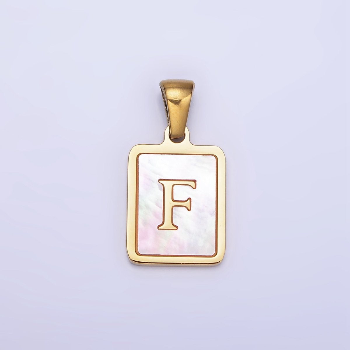 24K Gold Filled Alphabet Letter Pink Shell Pearl Bezel Pendant | A1565 - A1577 - DLUXCA