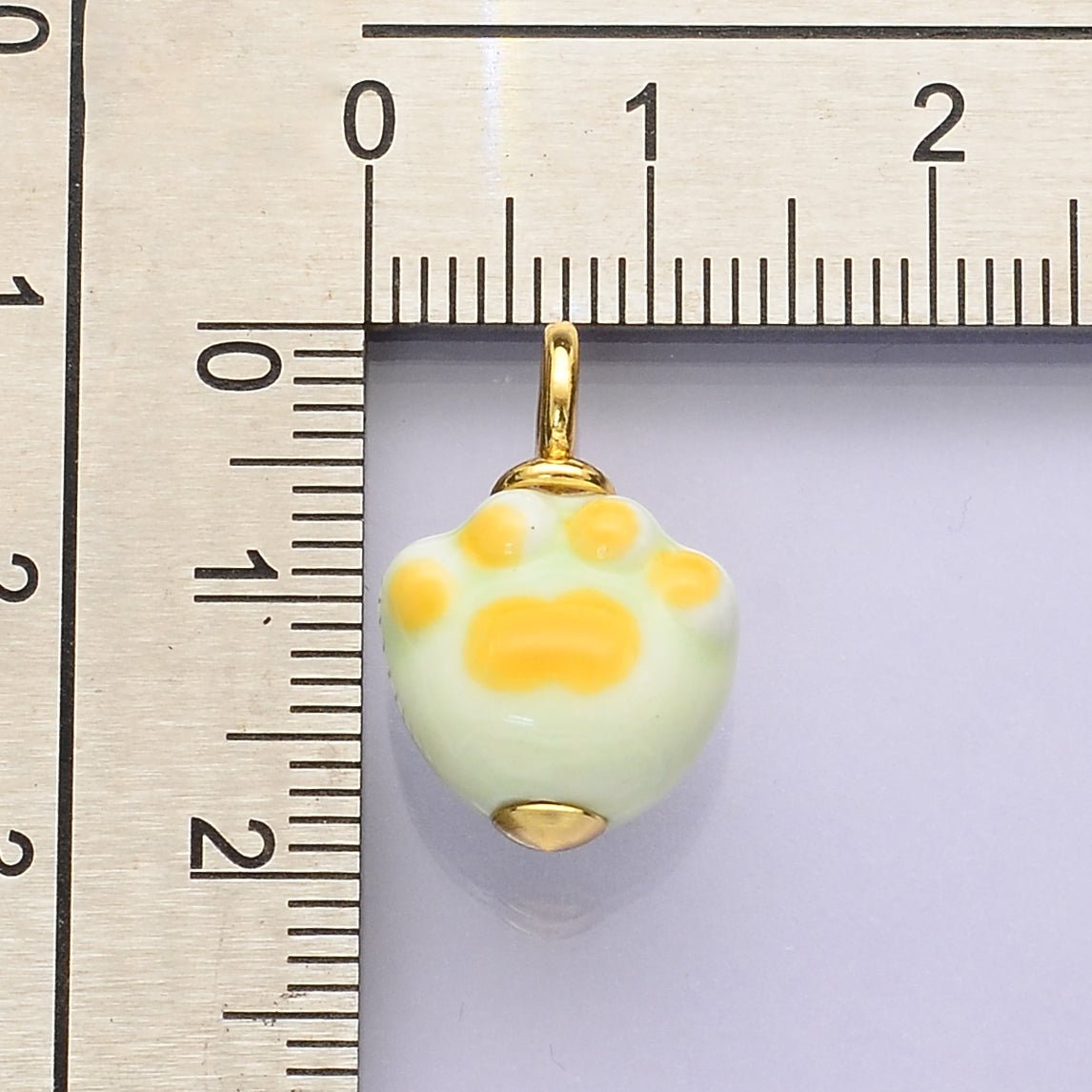 24K Gold Filled Animal Paw Print Ceramic Drop Pendant | N147 - DLUXCA