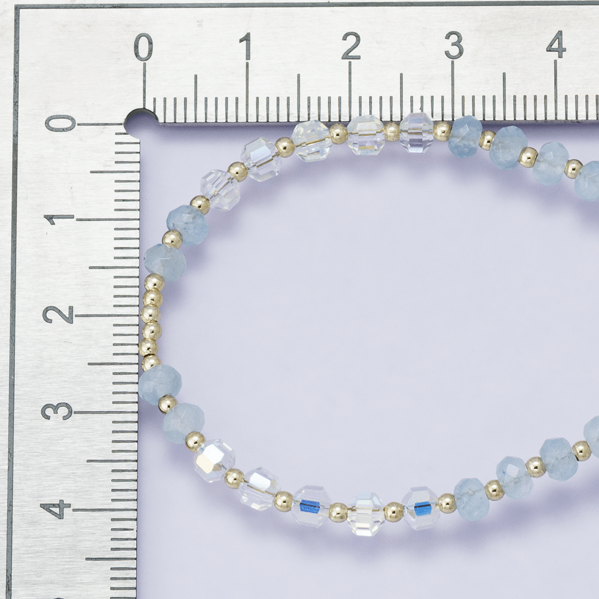 24K Gold Filled Aquamarine Multifaceted Gemstone Ball Cable Chain Half 16.5 Inch Necklace w. Extender | WA - 04202 - DLUXCA