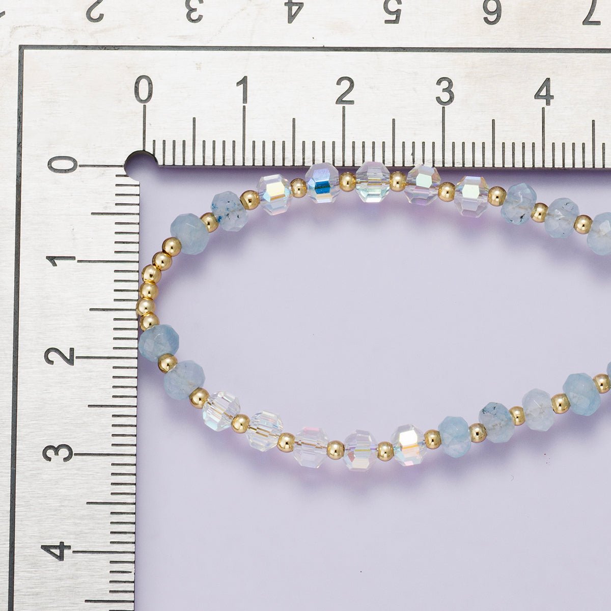 24K Gold Filled Aquamarine Multifaceted Gemstone Ball Paperclip Chain Half 18 Inch Necklace w. Extender | WA - 04228 - DLUXCA