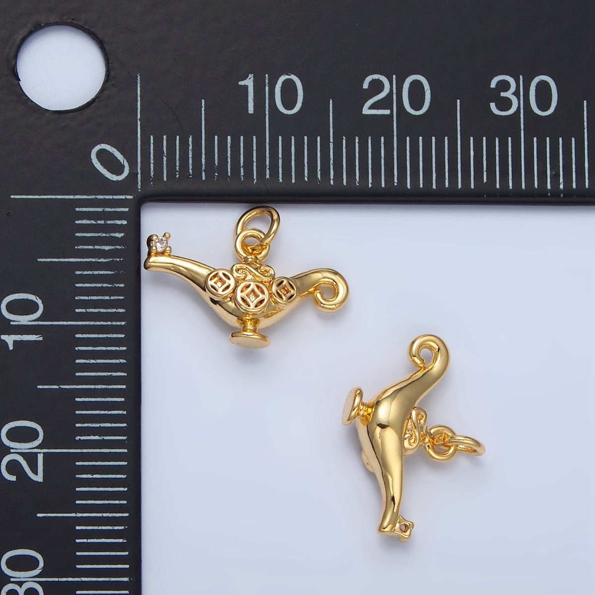 24K Gold Filled Artisan Genie Bottle Multidimensional Mini Charm | X888 - DLUXCA