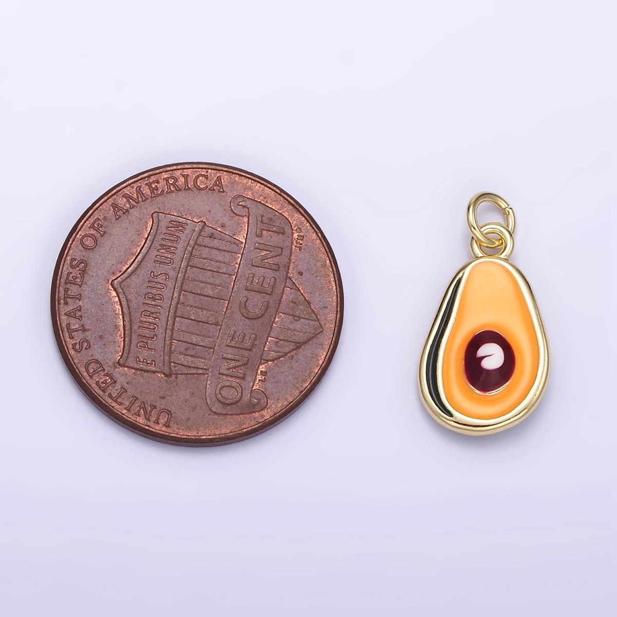 24K Gold Filled Avocado Fruit Enamel Mini Charm | C705 - DLUXCA