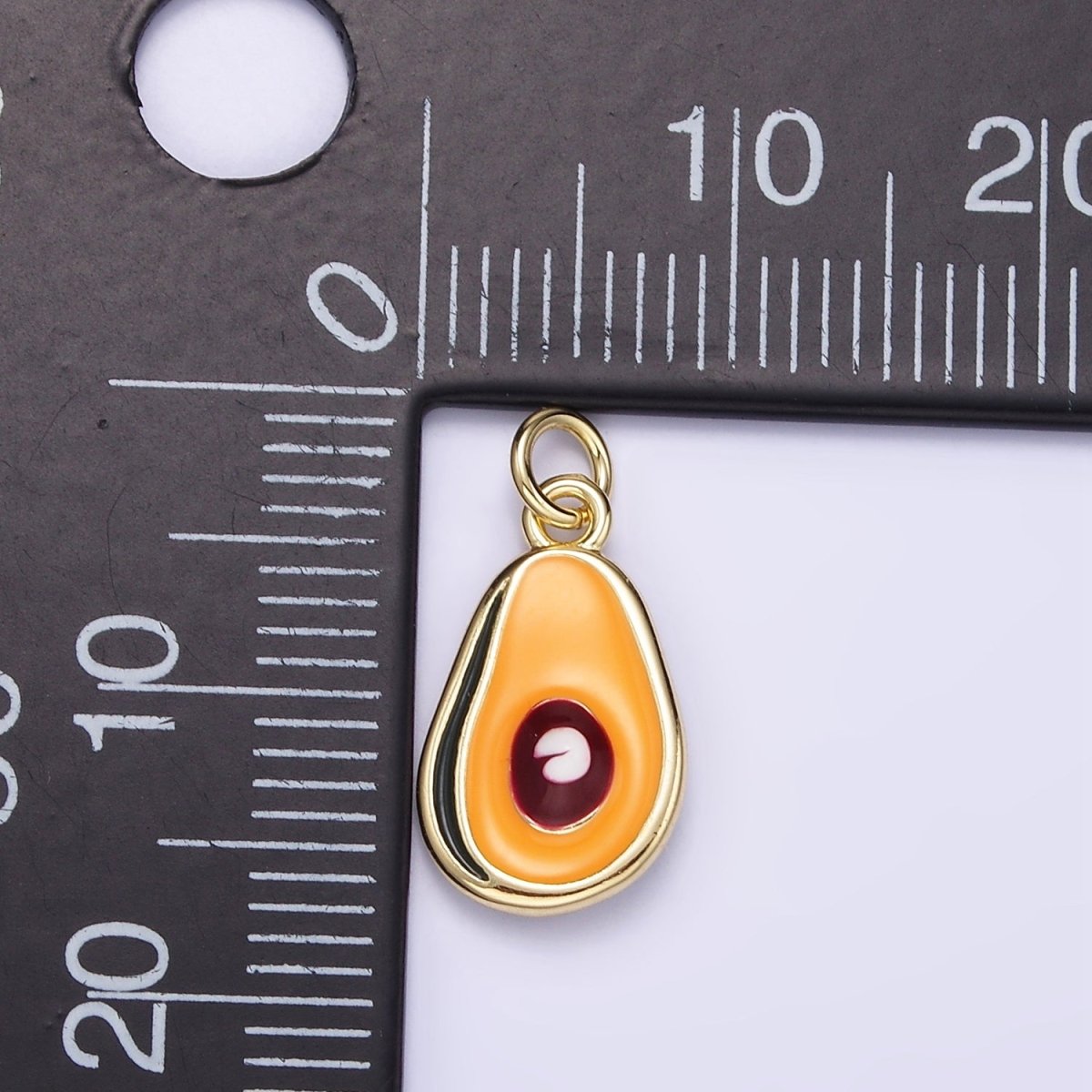 24K Gold Filled Avocado Fruit Enamel Mini Charm | C705 - DLUXCA