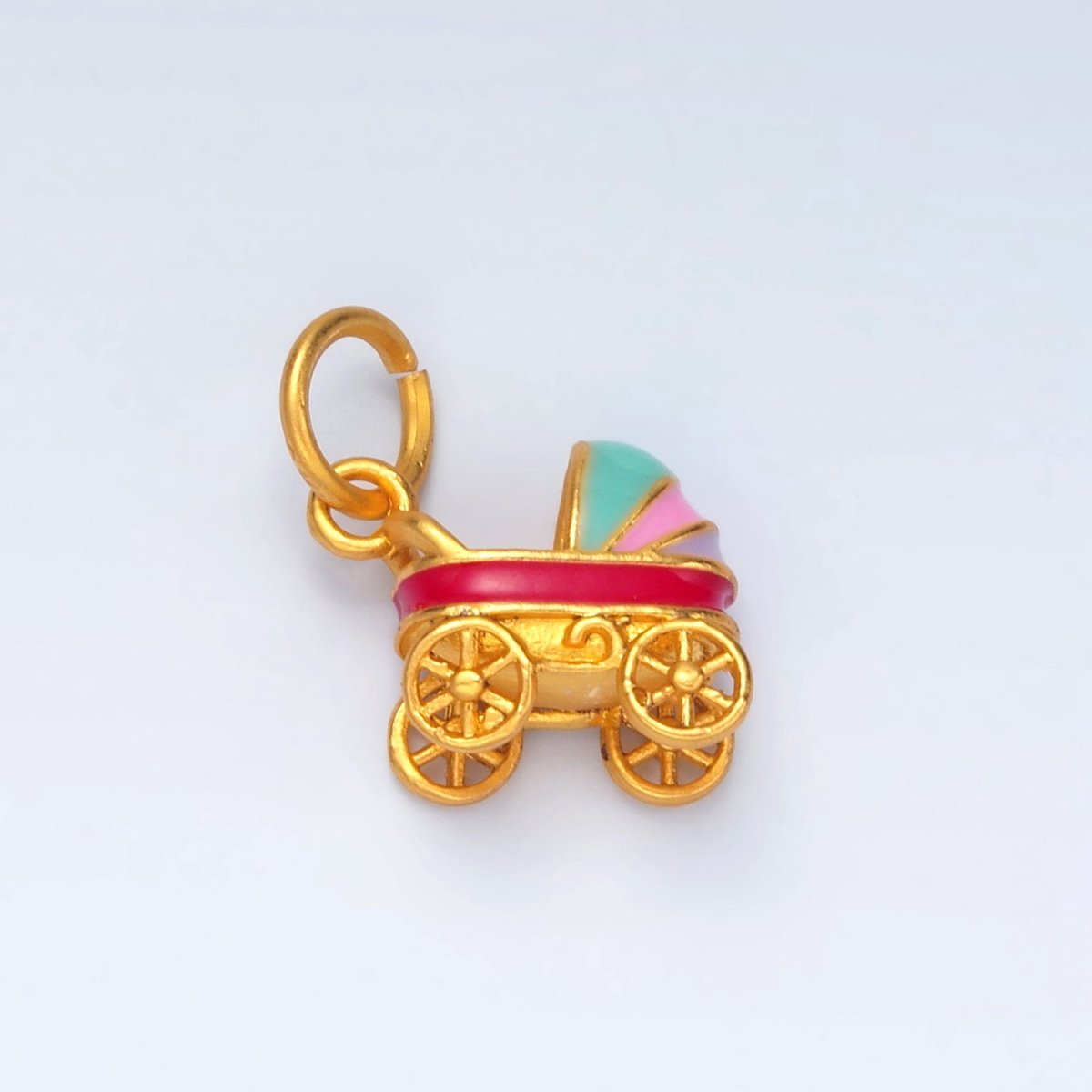 24K Gold Filled Baby Carriage Enamel Charm | M147 - DLUXCA