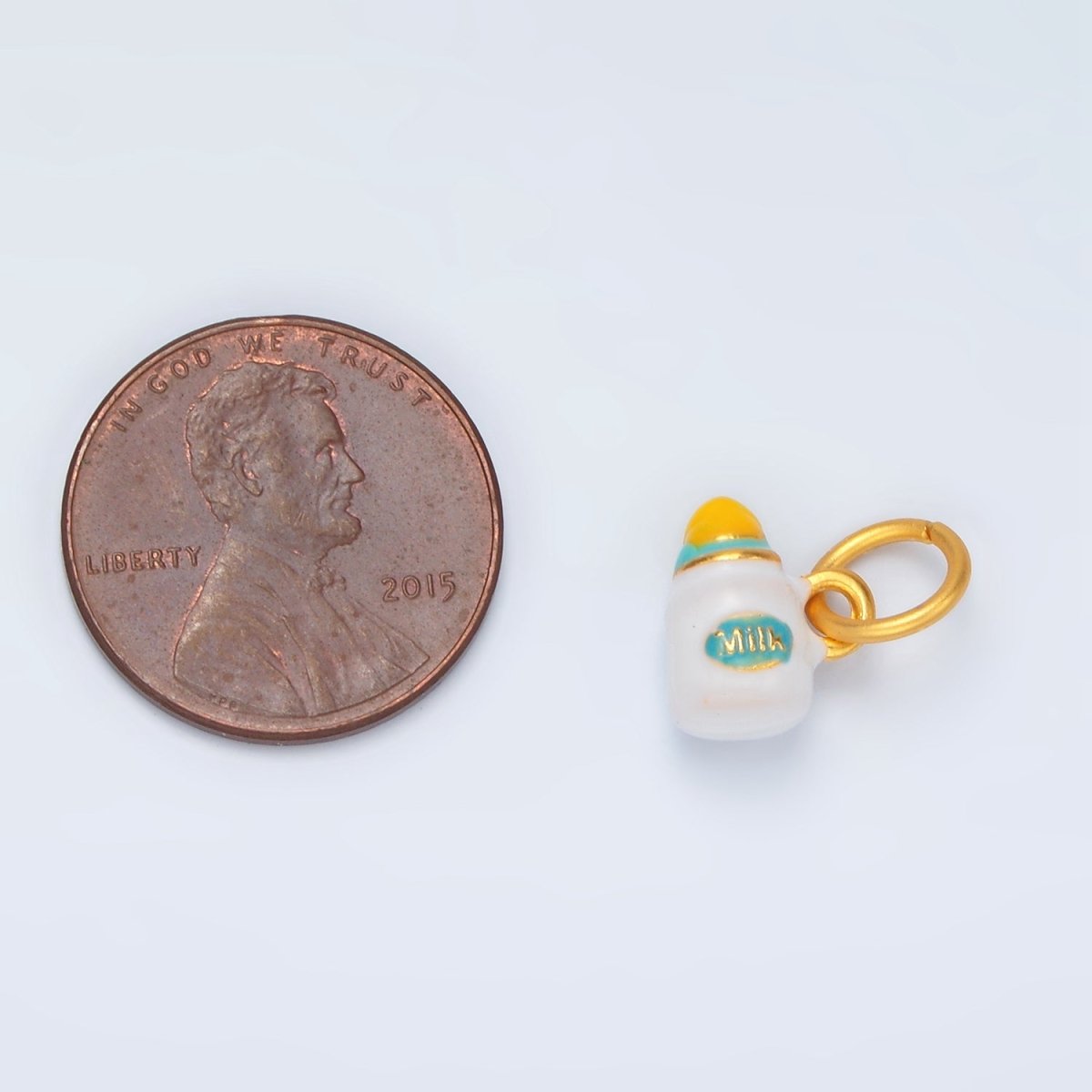 24K Gold Filled Baby Milk Bottle Kids Enamel Charm | M155 - DLUXCA