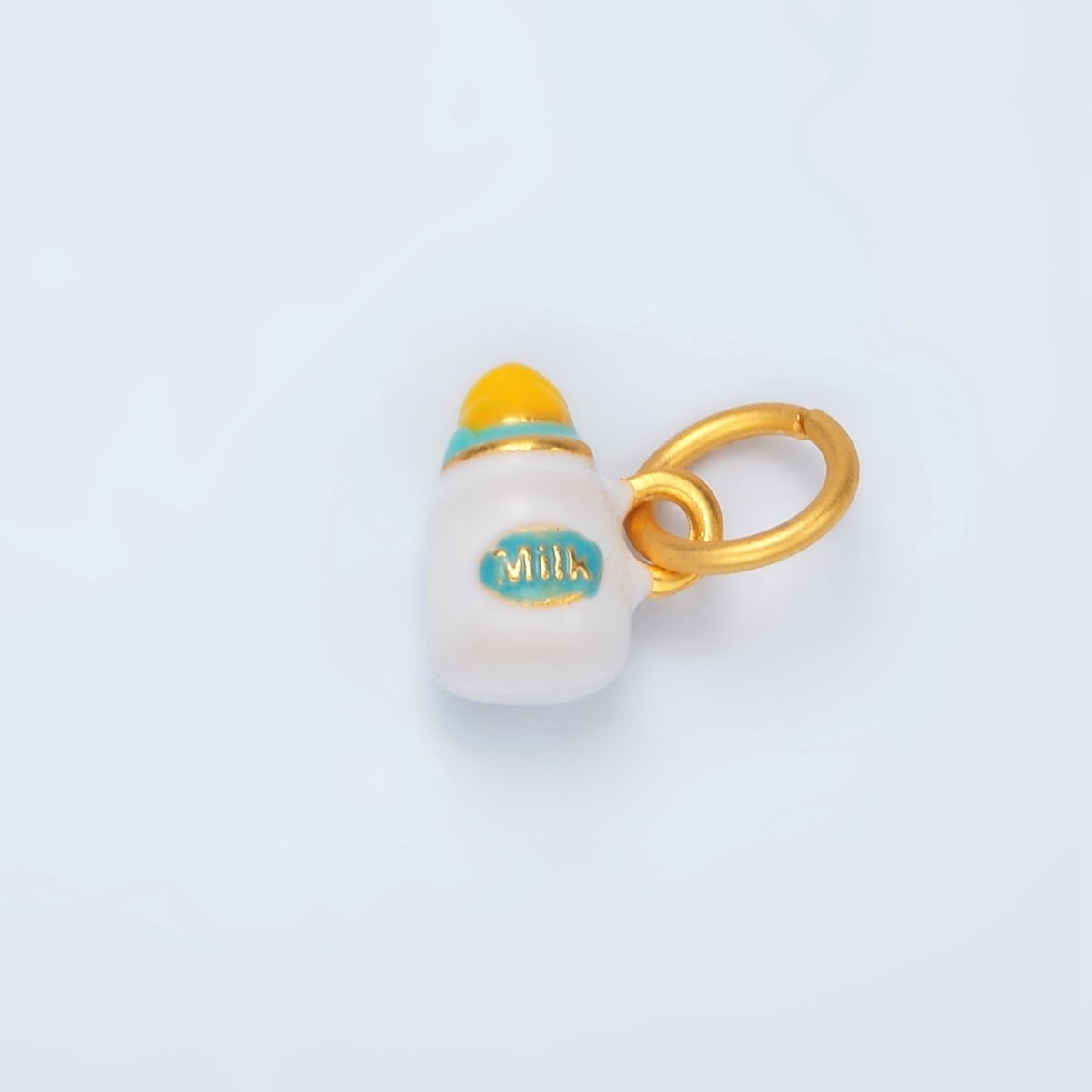 24K Gold Filled Baby Milk Bottle Kids Enamel Charm | M155 - DLUXCA