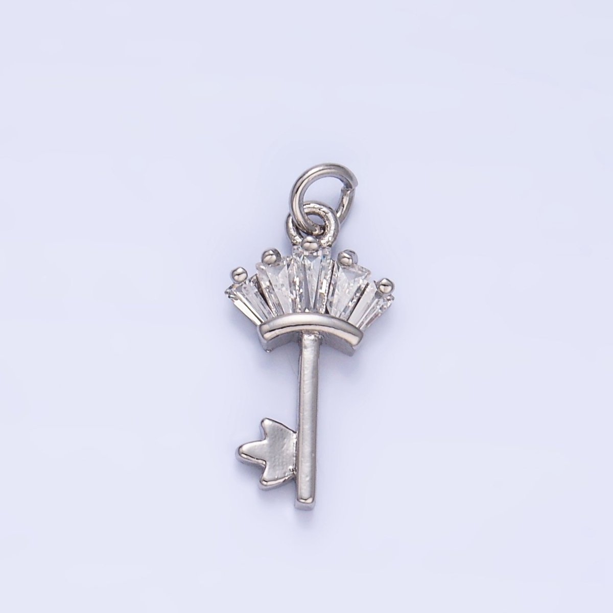 24K Gold Filled Baguette CZ Key Charm in Gold & Silver | W107 - DLUXCA