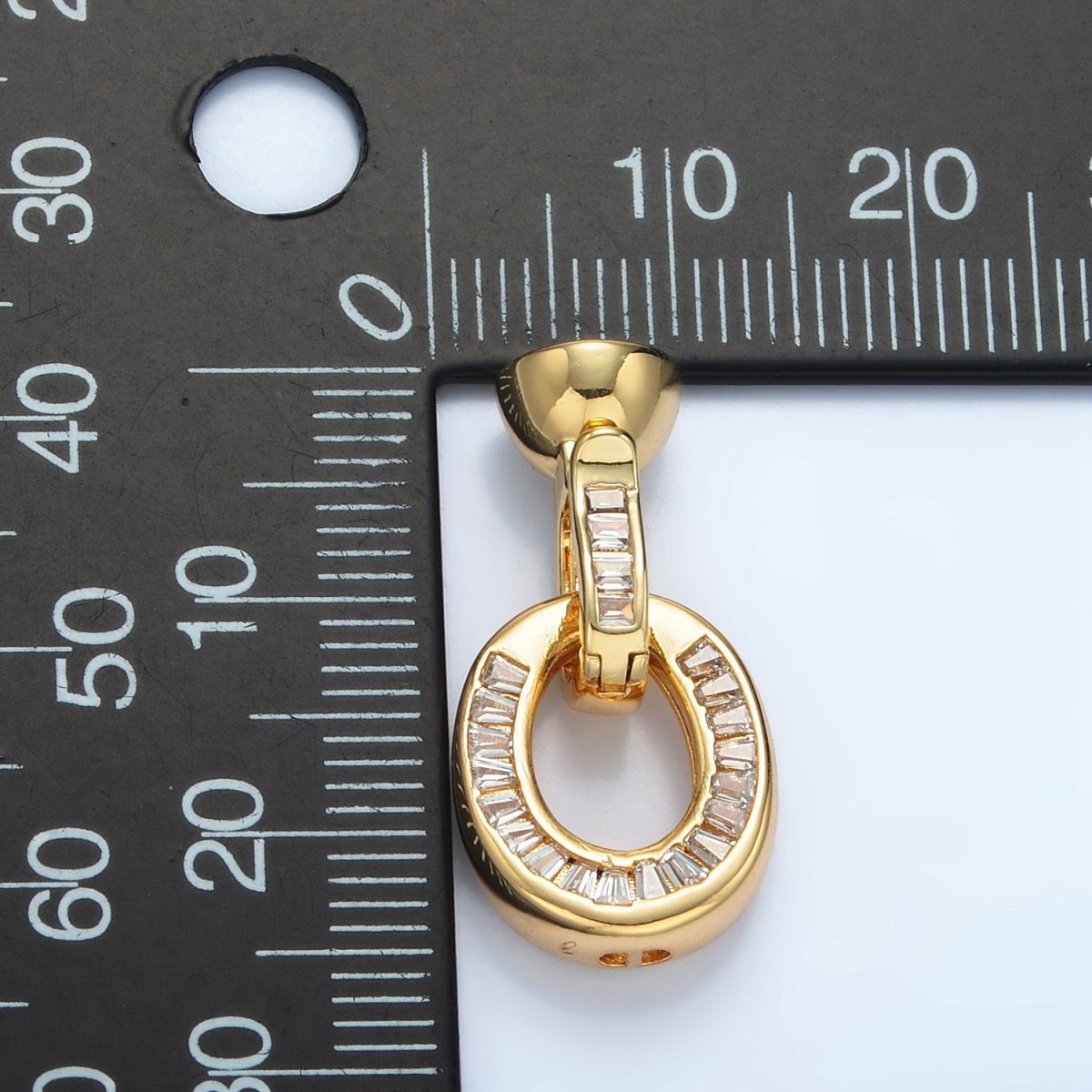 24K Gold Filled Baguette CZ Oval Snap Latch Closure Findings | Z901 - DLUXCA