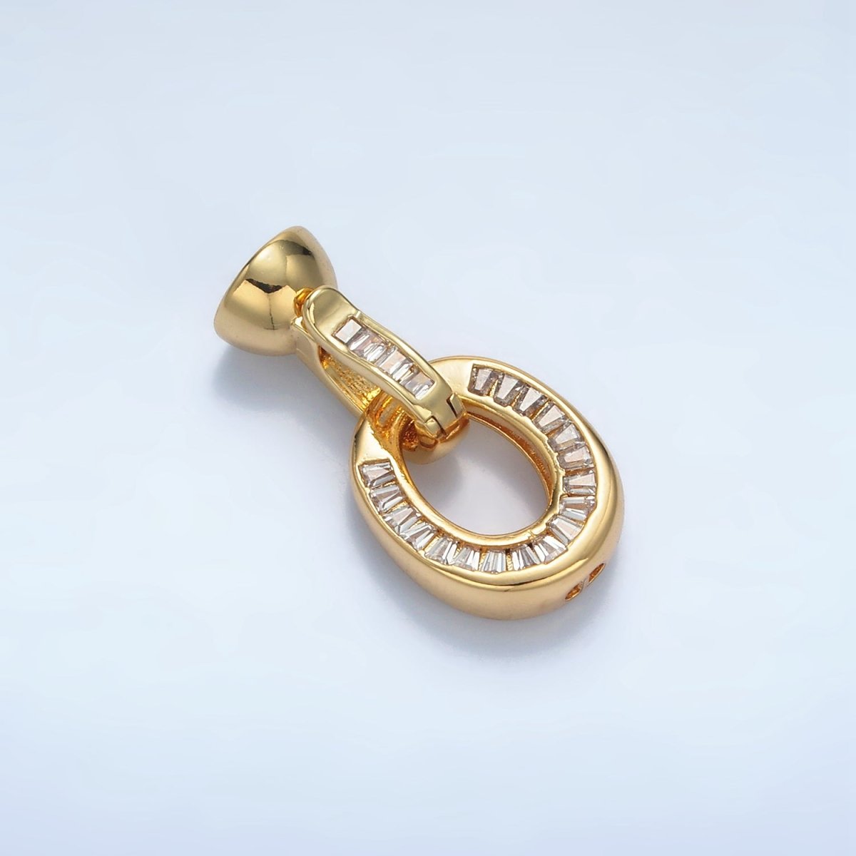 24K Gold Filled Baguette CZ Oval Snap Latch Closure Findings | Z901 - DLUXCA