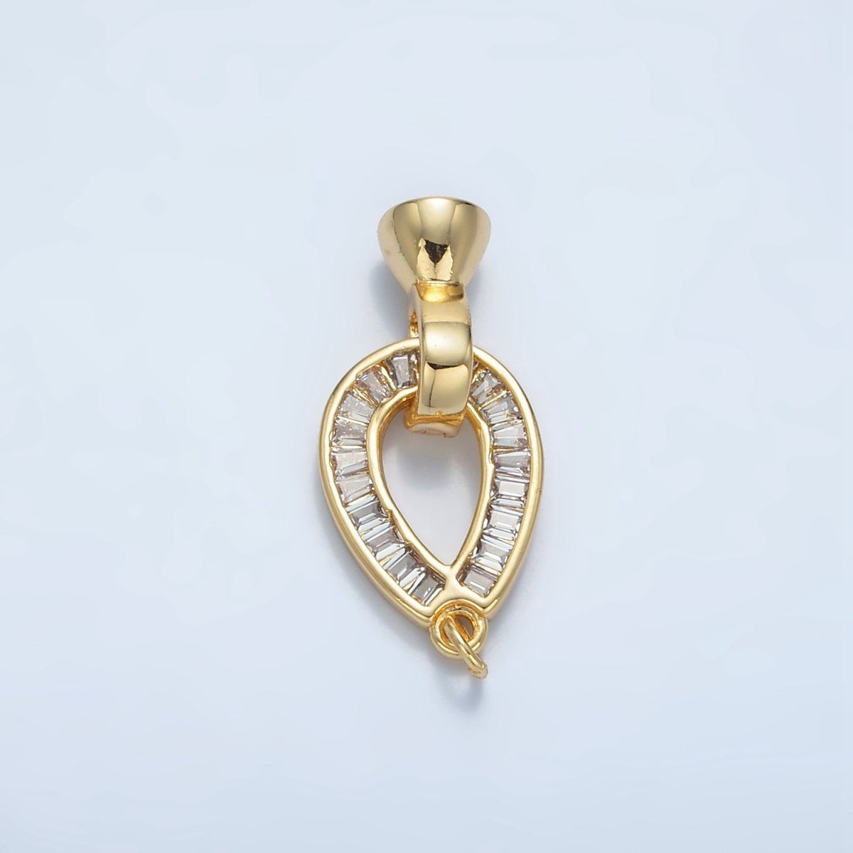 24K Gold Filled Baguette CZ Teardrop Snap Latch Closure Findings | Z900 - DLUXCA