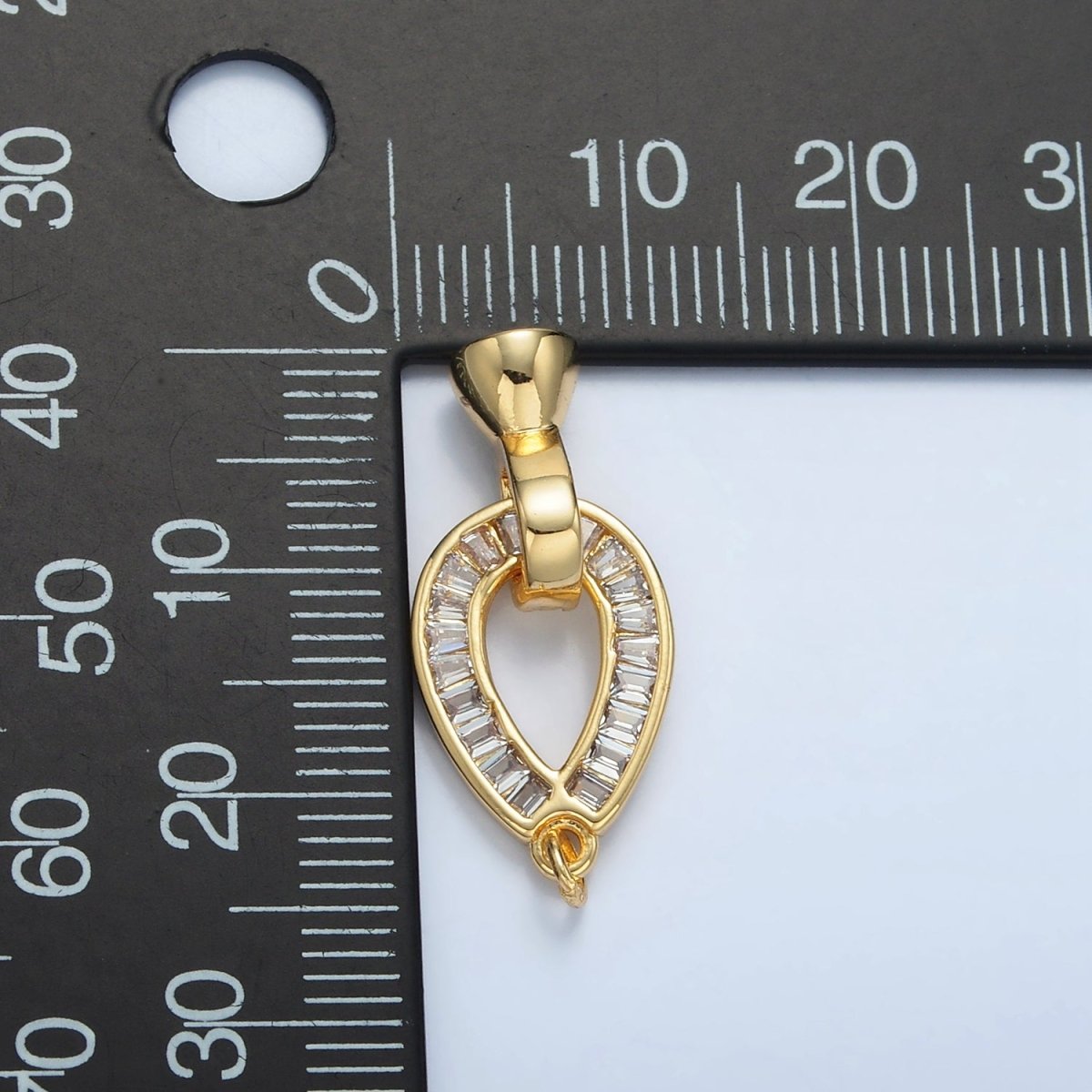 24K Gold Filled Baguette CZ Teardrop Snap Latch Closure Findings | Z900 - DLUXCA