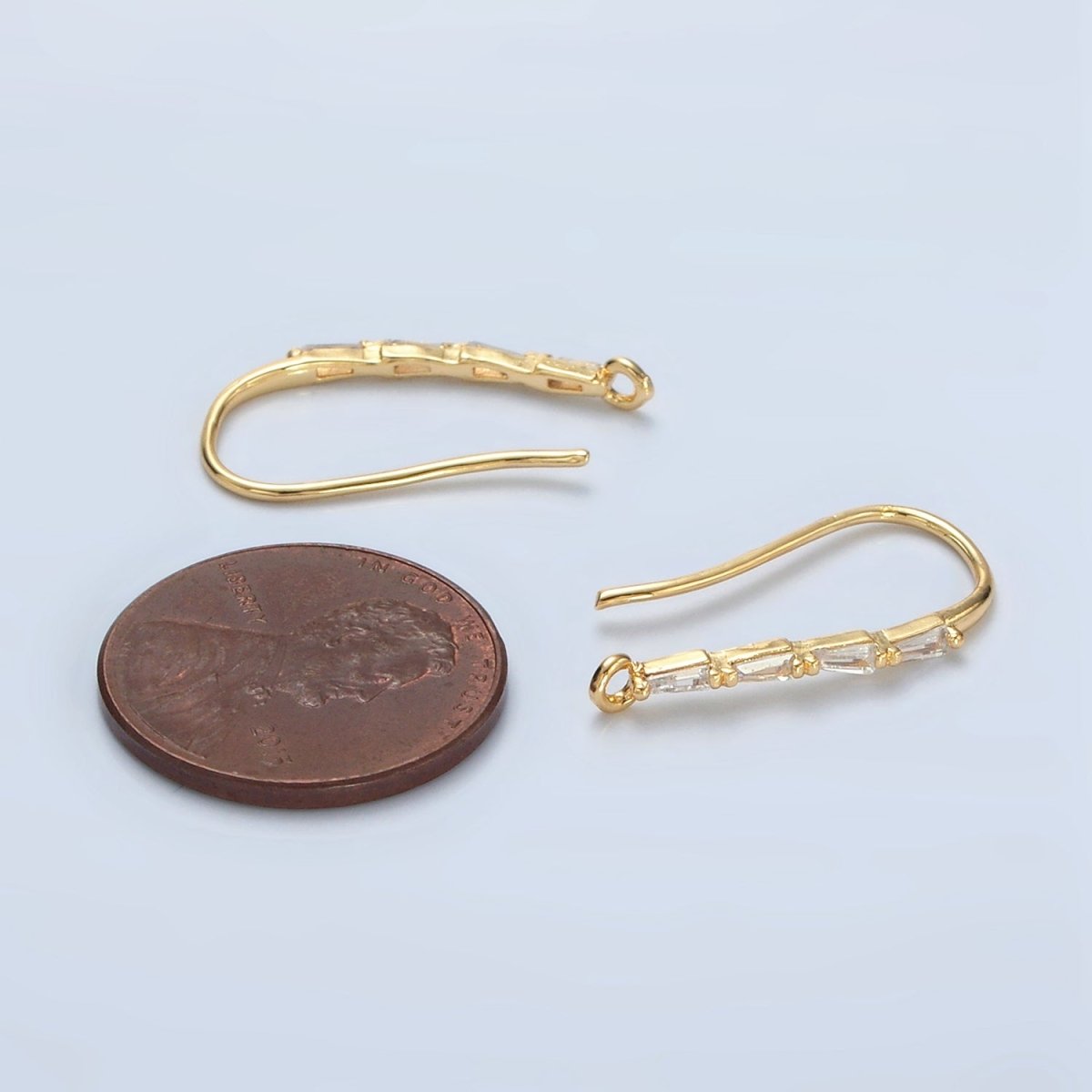 24K Gold Filled Baguette Lined French Hook Earrings Findings | L075 - DLUXCA