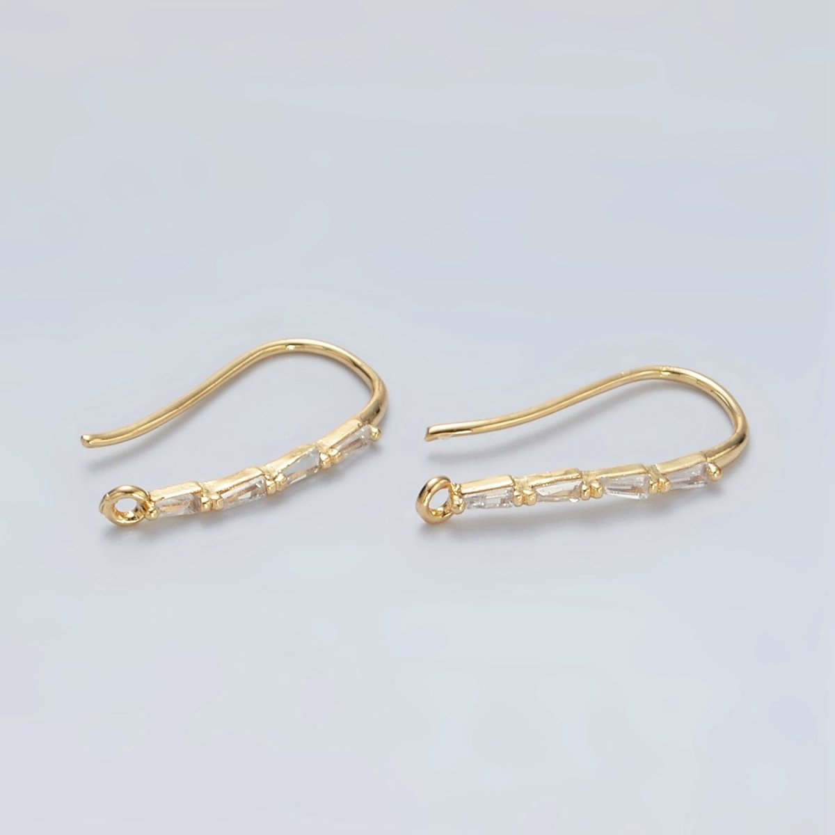 24K Gold Filled Baguette Lined French Hook Earrings Findings | L075 - DLUXCA