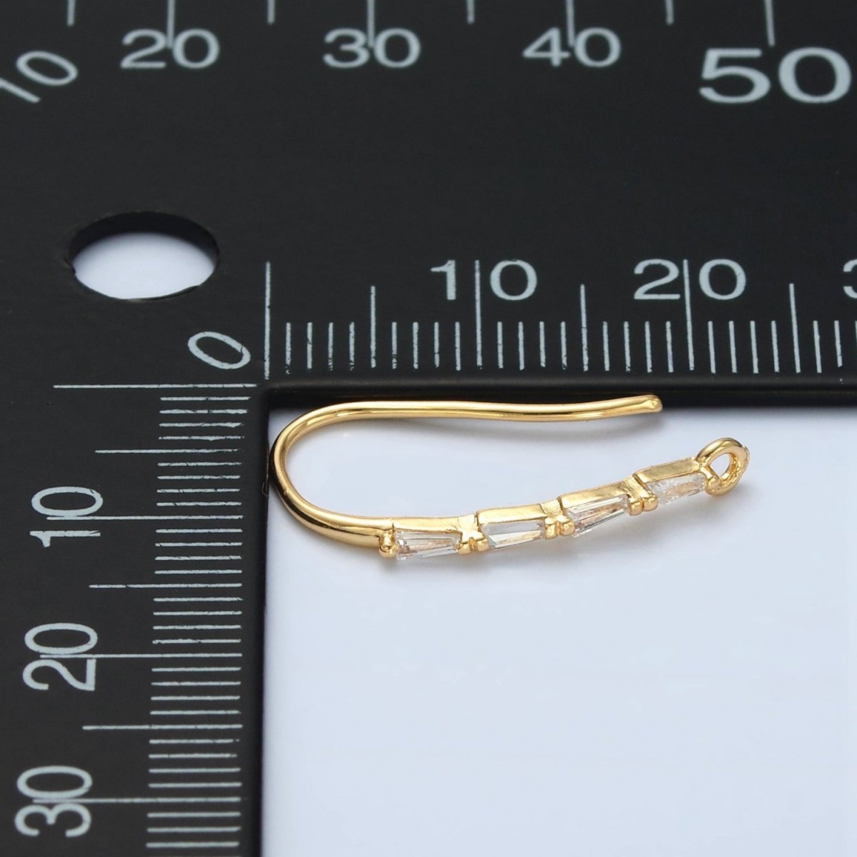 24K Gold Filled Baguette Lined French Hook Earrings Findings | L075 - DLUXCA