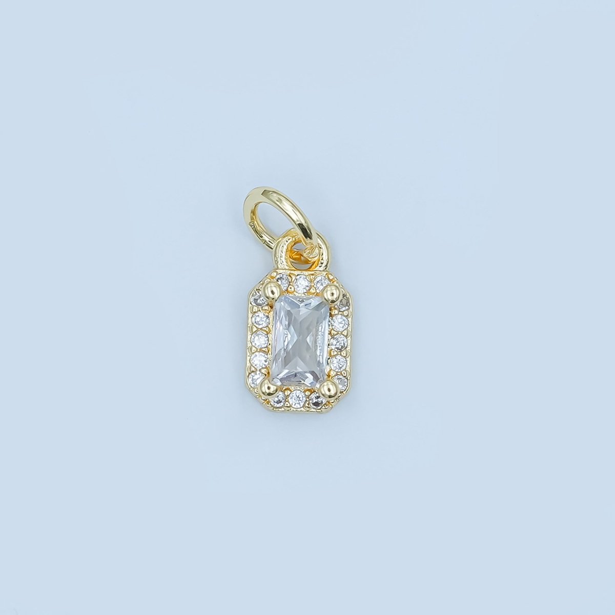 24K Gold Filled Baguette Micro Paved CZ Charm in Gold & Silver | E024 - DLUXCA