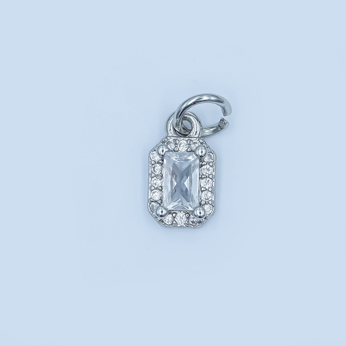 24K Gold Filled Baguette Micro Paved CZ Charm in Gold & Silver | E024 - DLUXCA