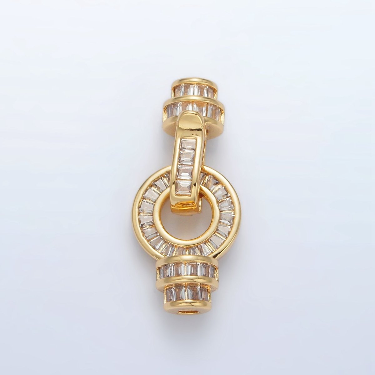 24K Gold Filled Baguette Micro Paved CZ Snap Latch Closure Findings Set | Z892 - DLUXCA