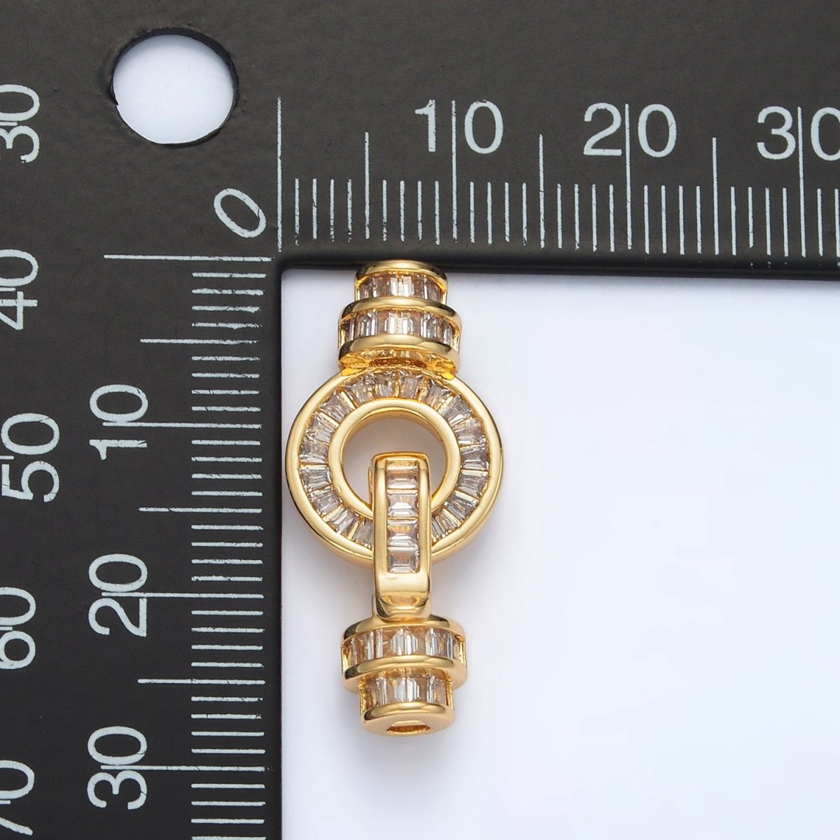 24K Gold Filled Baguette Micro Paved CZ Snap Latch Closure Findings Set | Z892 - DLUXCA