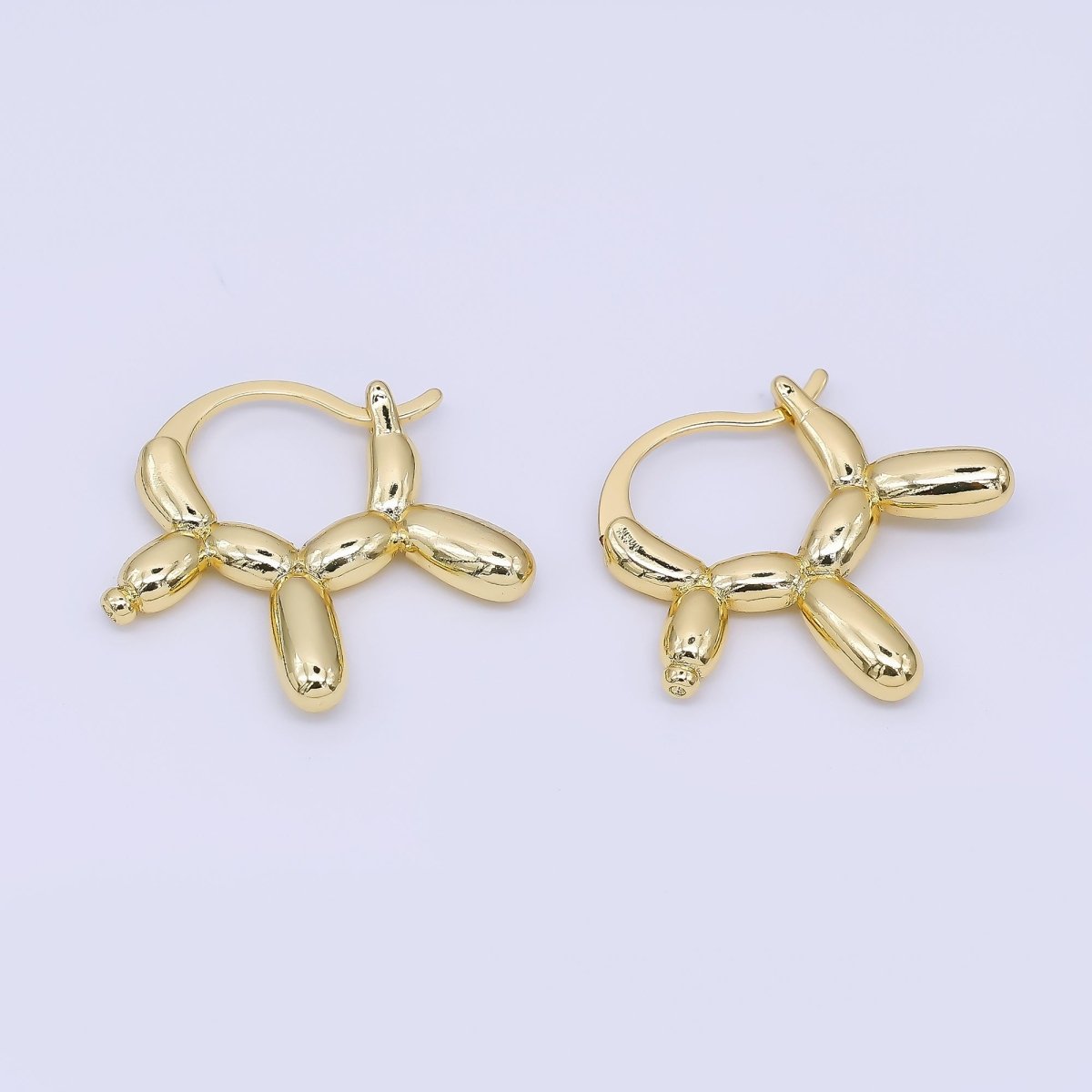 24K Gold Filled Balloon Dog Shaped Animal French Lock Hoops Earrings | AJ - 061 - DLUXCA