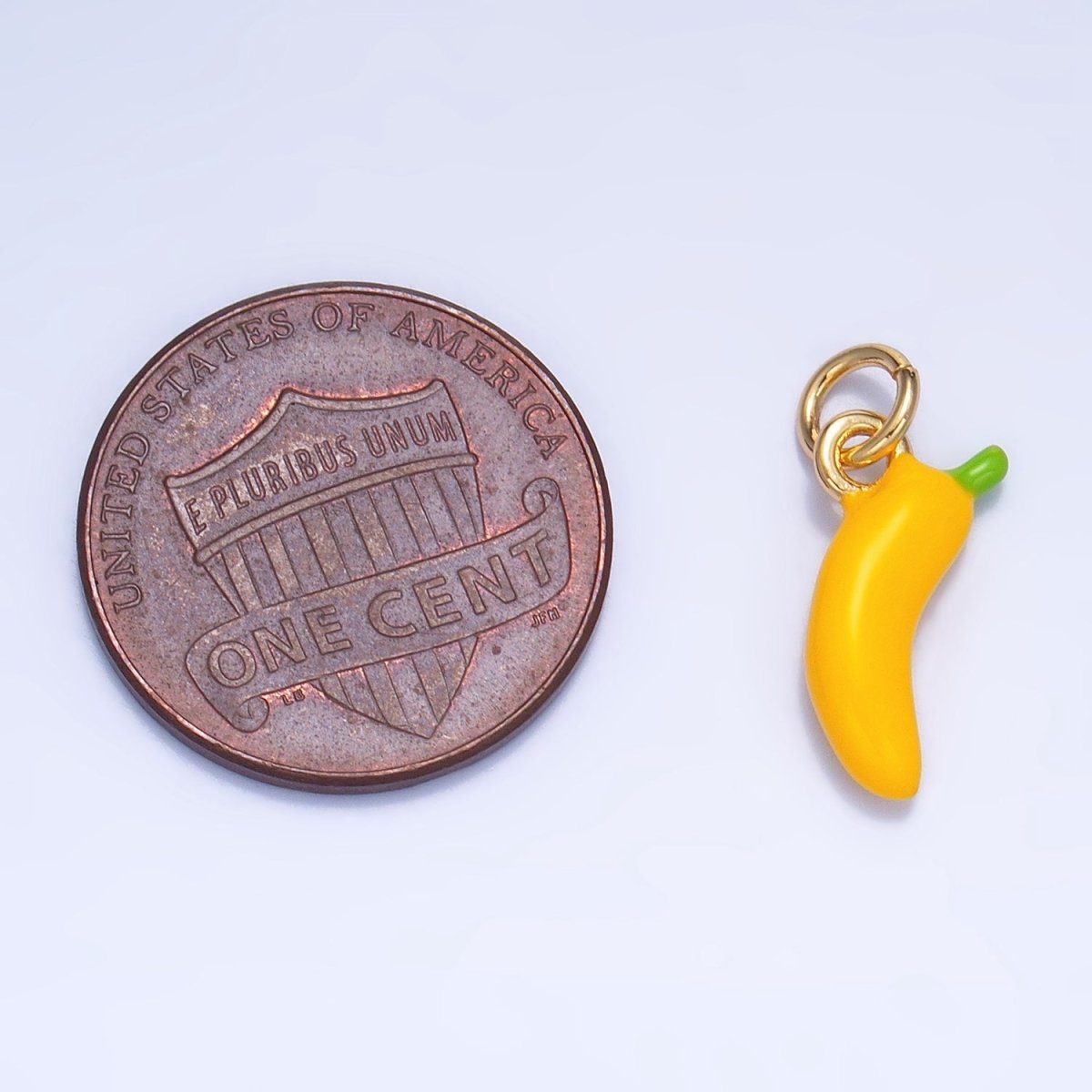 24K Gold Filled Banana Fruit Enamel Mini Multidimensional Charm | W052 - DLUXCA