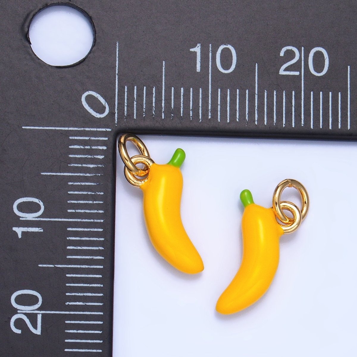 24K Gold Filled Banana Fruit Enamel Mini Multidimensional Charm | W052 - DLUXCA