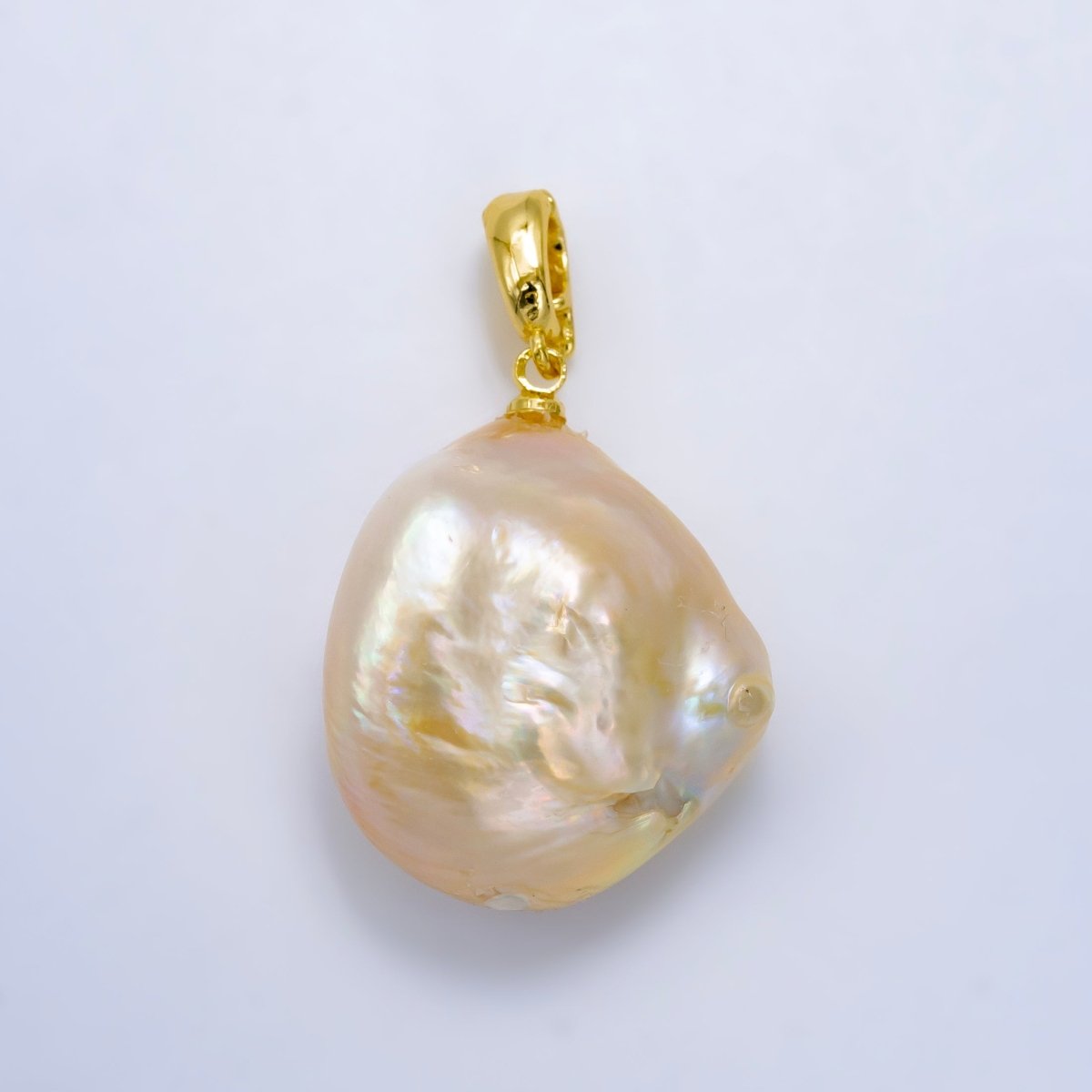 24K Gold Filled Baroque Rounded Freshwater Pearl Snap Latch Bail Pendant | P1914 - DLUXCA