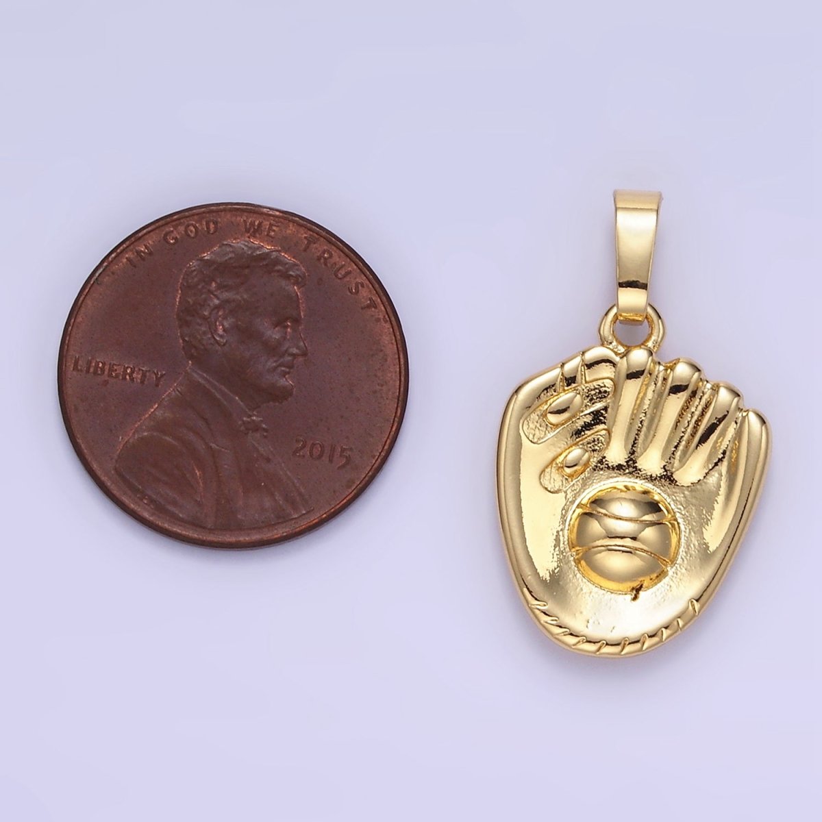 24K Gold Filled Baseball Glove Sport Pendant | AA1352 - DLUXCA