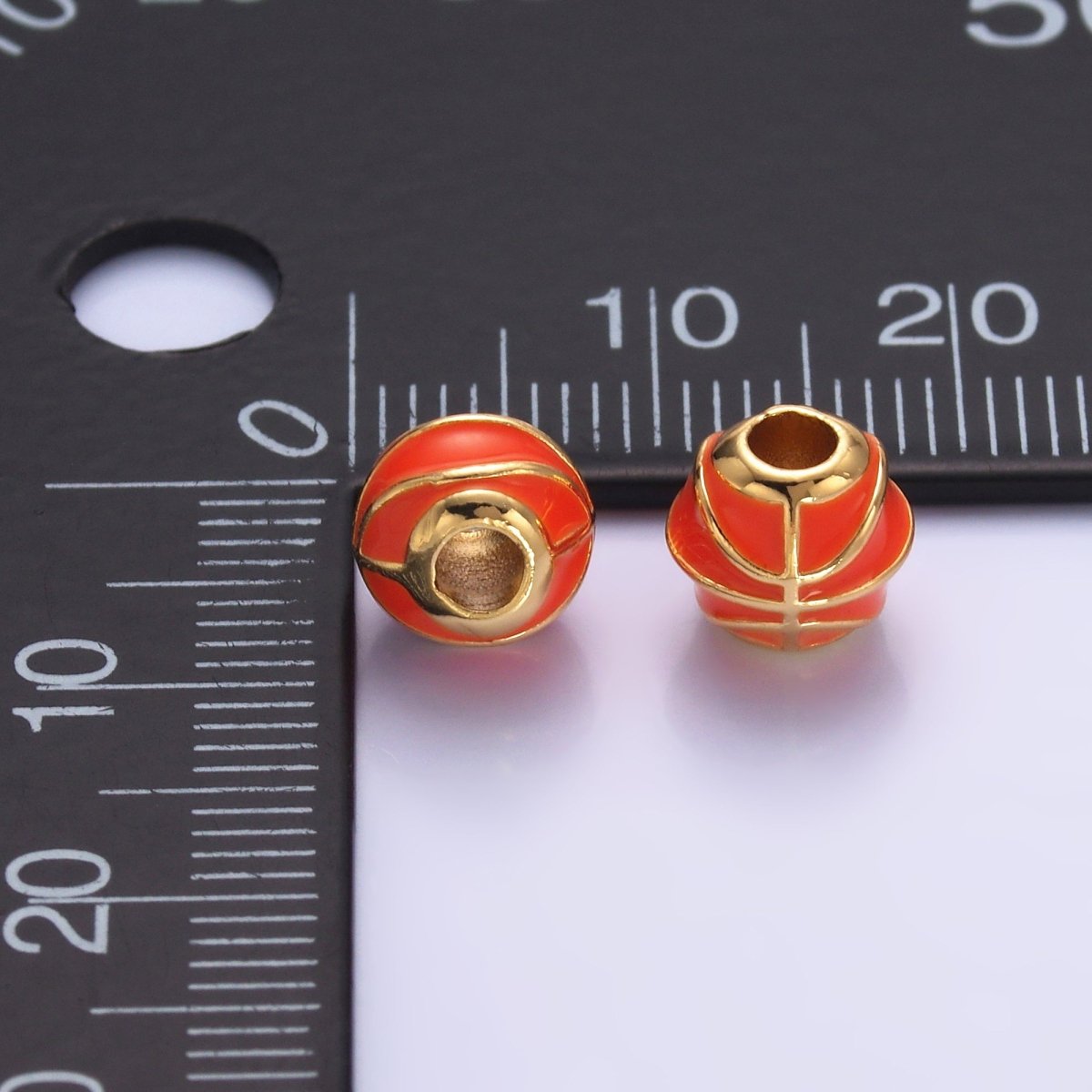 24K Gold Filled Basketball Sports Enamel Bead | B185 - DLUXCA