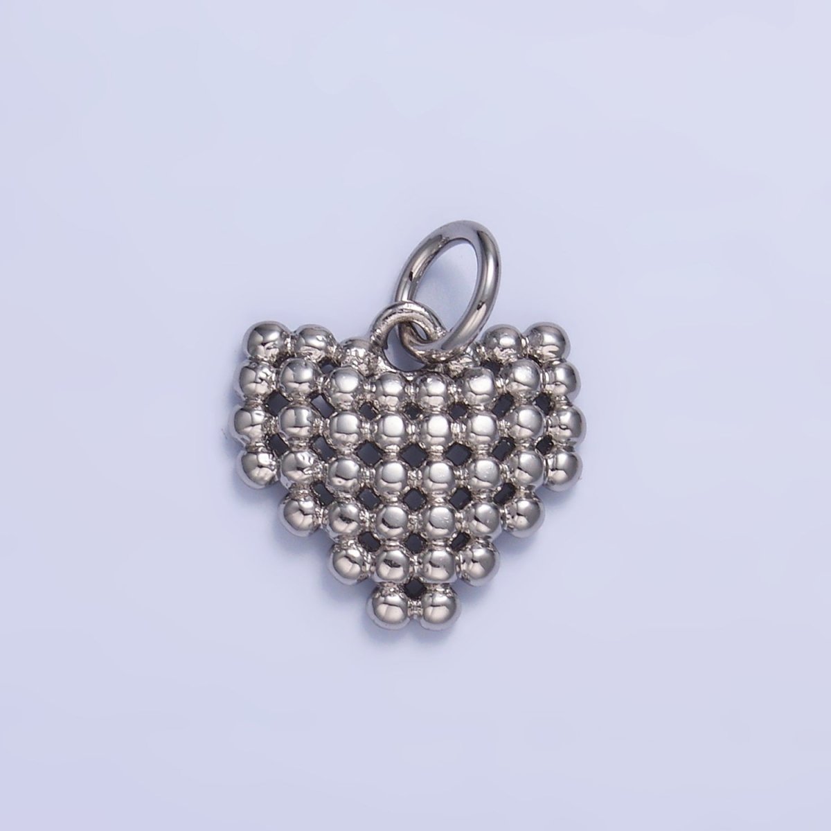 24K Gold Filled Beaded Ball Heart Charm in Gold & Silver | W785 - DLUXCA