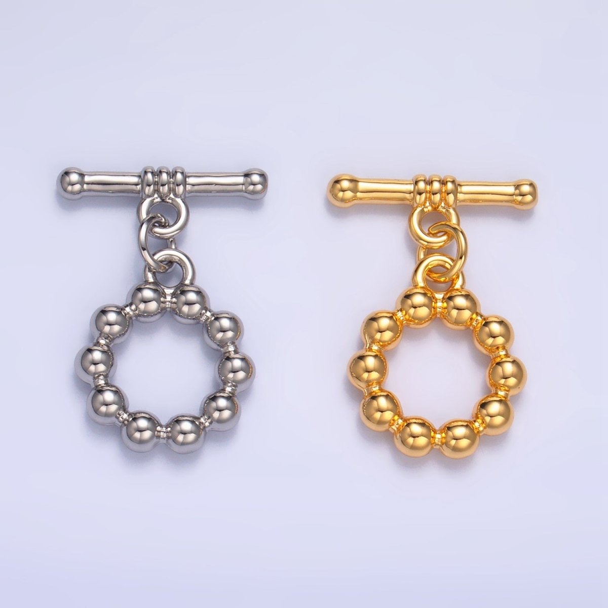 24K Gold Filled Beaded Bubble Toggle Clasps Closure in Gold & Silver | Z884 - DLUXCA