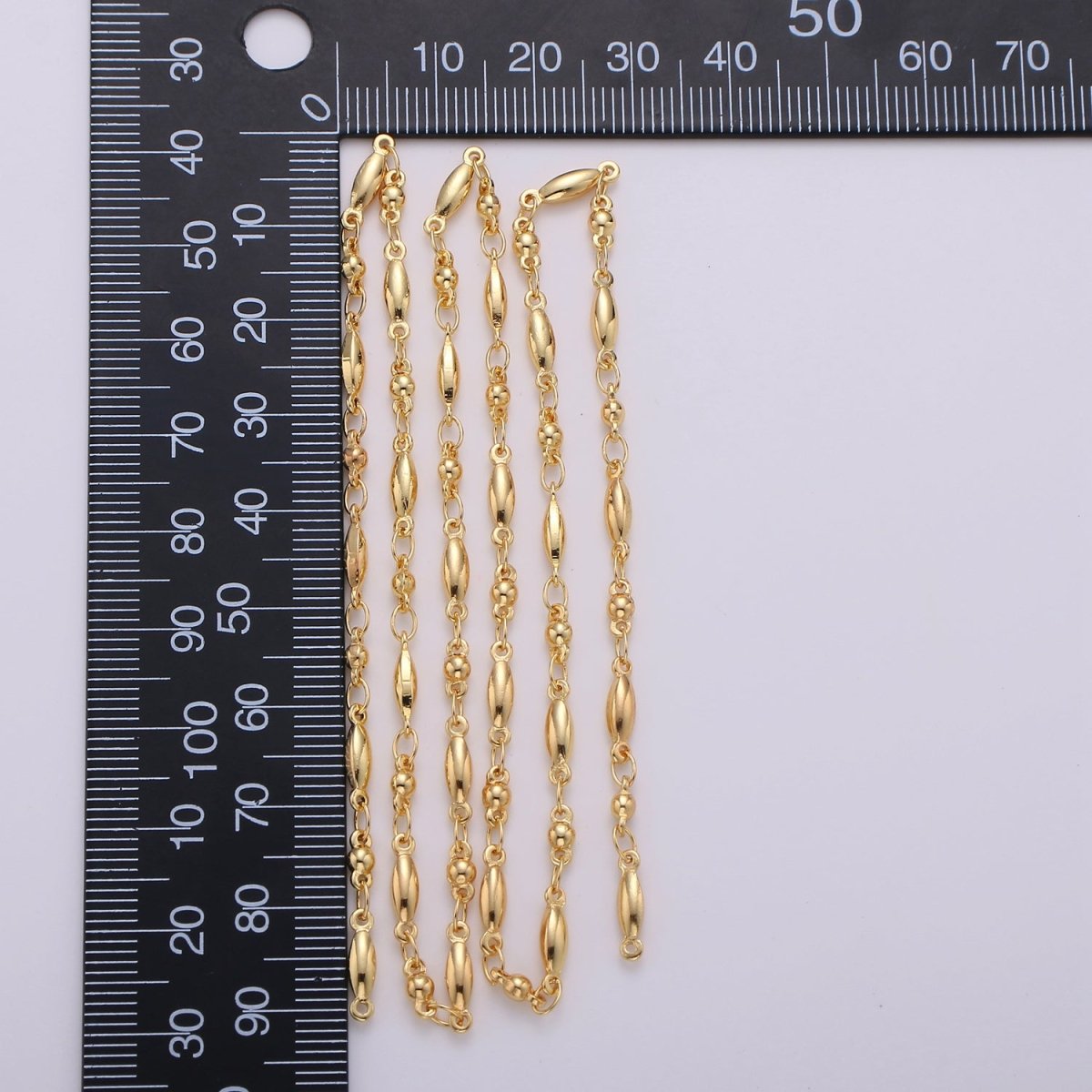 24K Gold Filled Beaded Cable Link 2.4mm Chain by Yard | Roll - 132 - DLUXCA