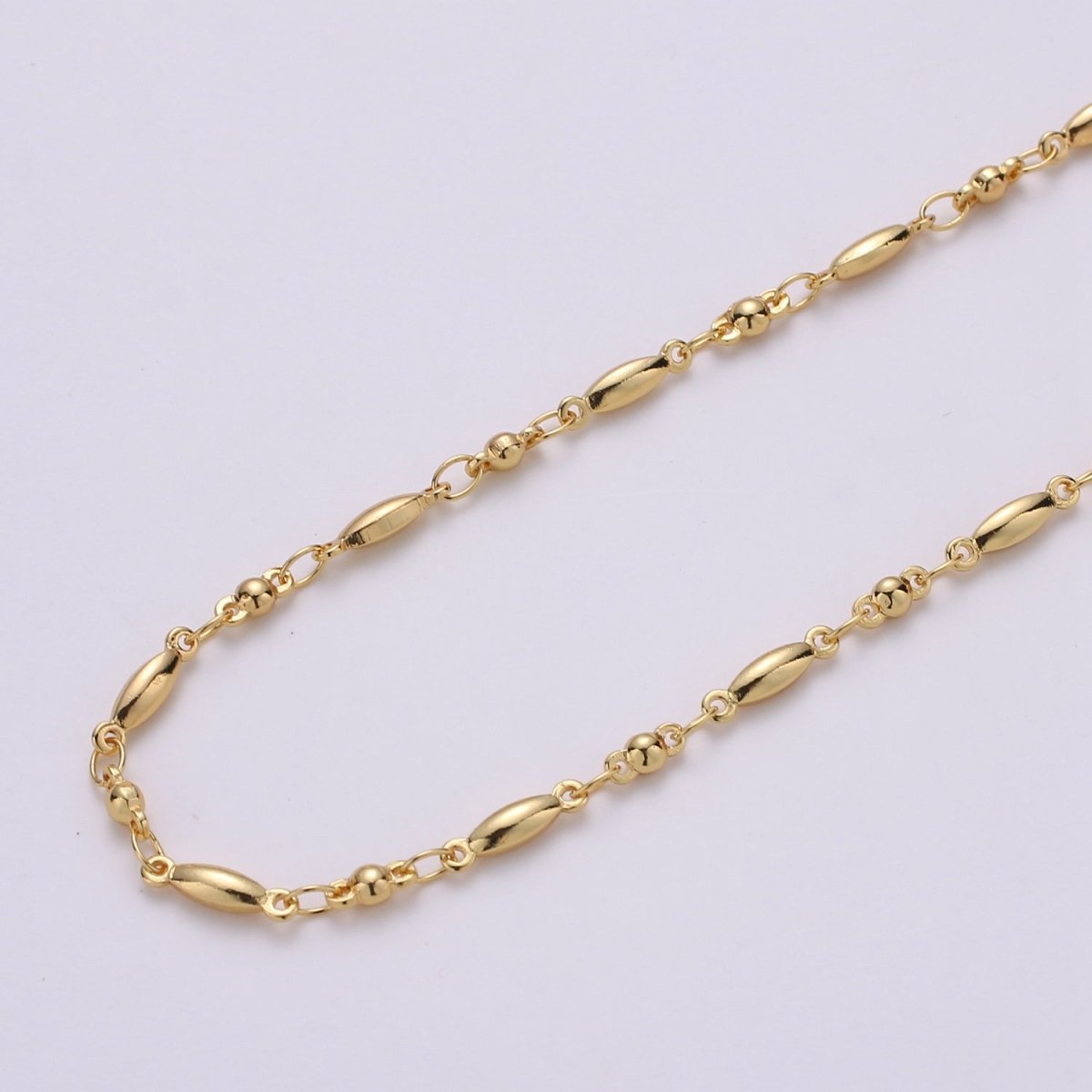 24K Gold Filled Beaded Cable Link 2.4mm Chain by Yard | Roll - 132 - DLUXCA