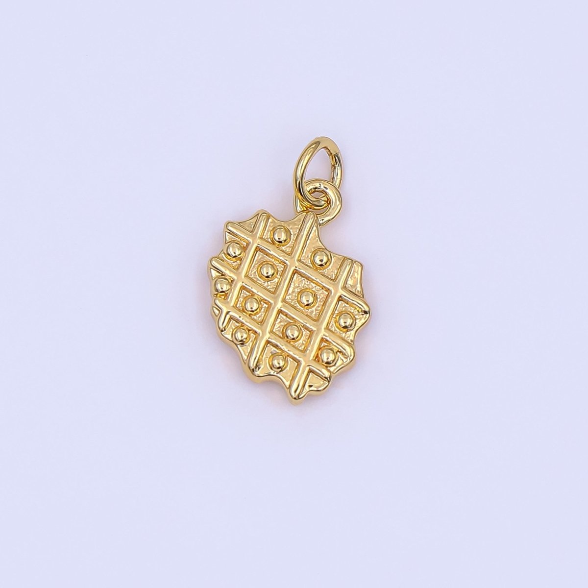 24K Gold Filled Belgian Waffle Multidimensional 3D Charm in Gold & Silver | AF543 - DLUXCA