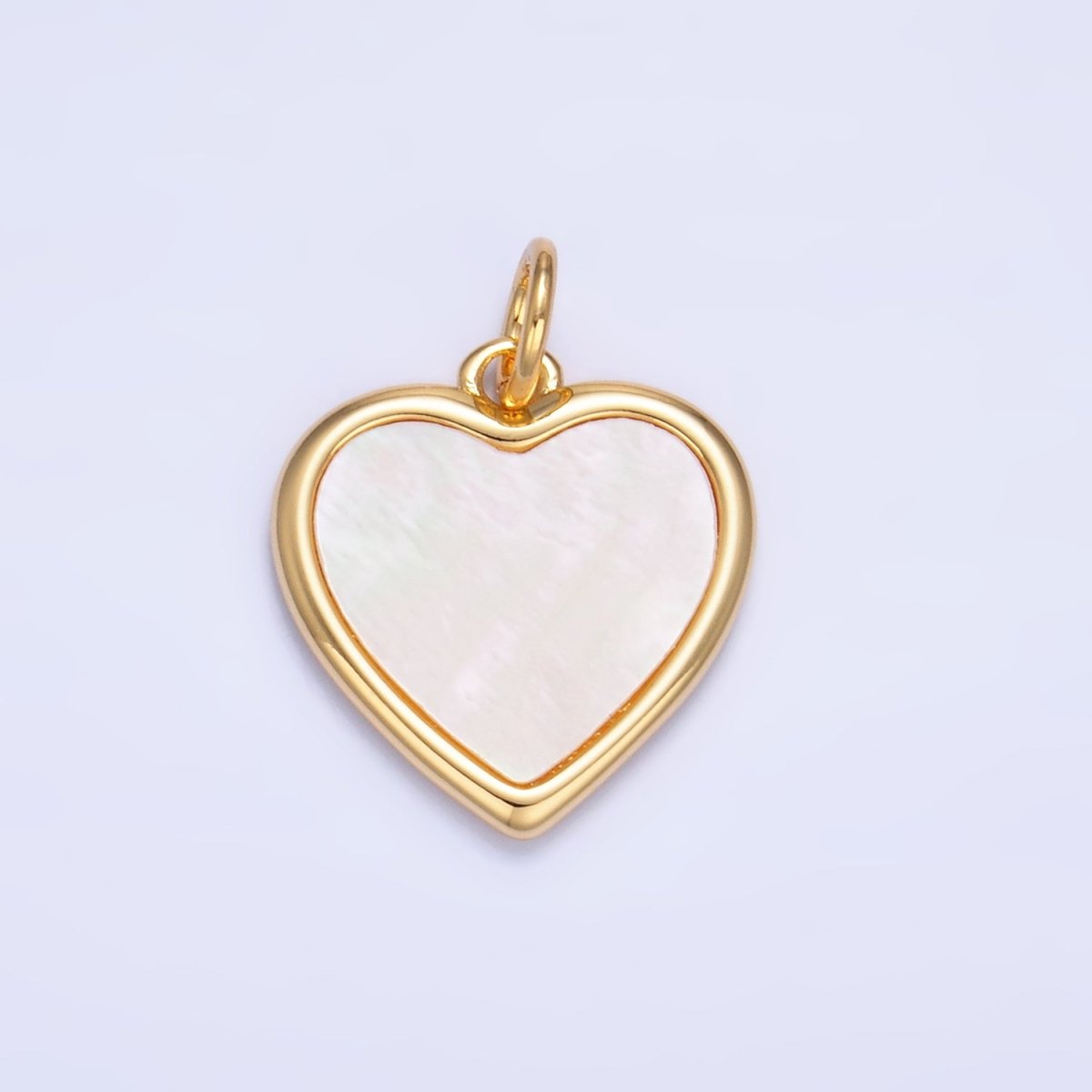 24K Gold Filled Bezel Shell Pearl Heart Charm | W430 - DLUXCA