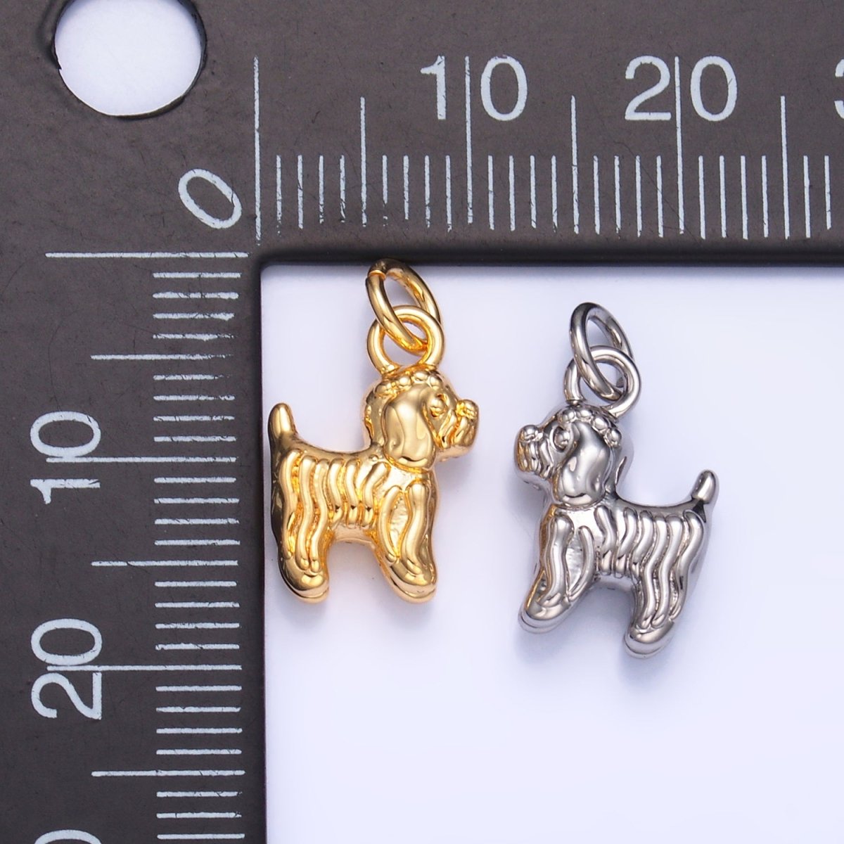 24K Gold Filled Bichon Frise Labradoodle Pet Dog Multidimensional 3D Charm in Gold & Silver | W239 - DLUXCA