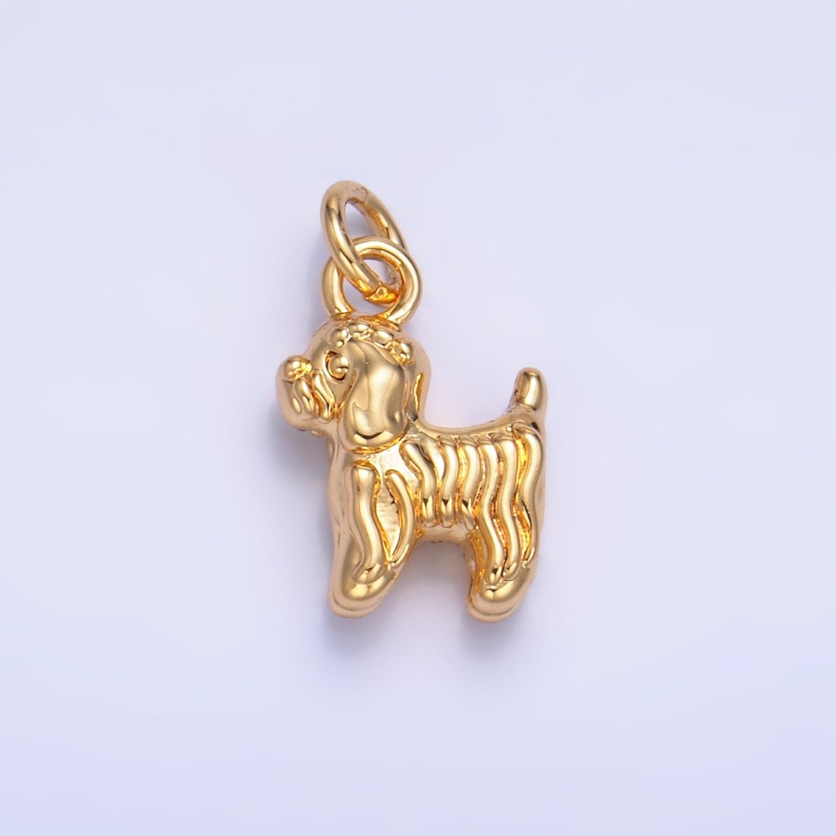 24K Gold Filled Bichon Frise Labradoodle Pet Dog Multidimensional 3D Charm in Gold & Silver | W239 - DLUXCA