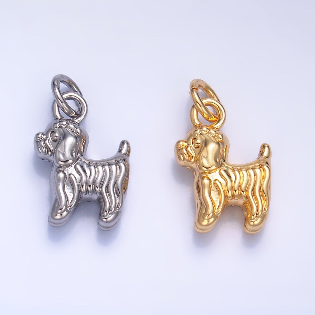 24K Gold Filled Bichon Frise Labradoodle Pet Dog Multidimensional 3D Charm in Gold & Silver | W239 - DLUXCA