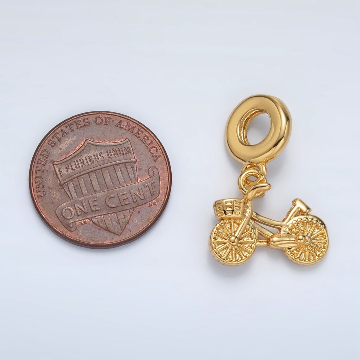 24K Gold Filled Bicycle Cycling Vehicle Minimalist Rhondelle Bail Drop Pendant | AC096 - DLUXCA