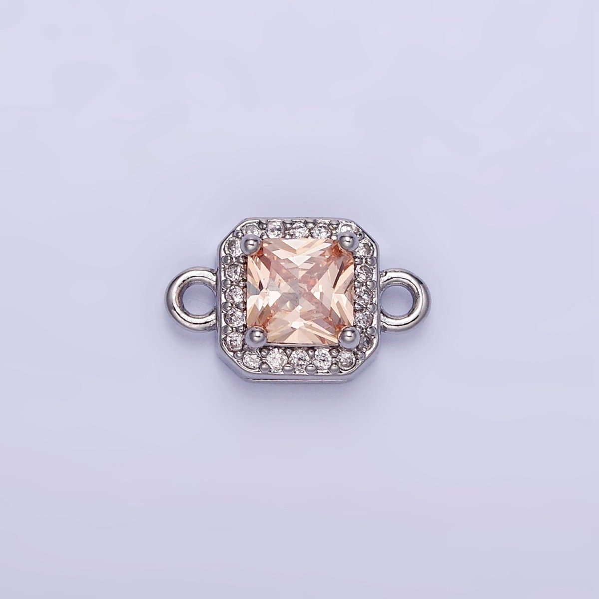 24K Gold Filled Birthstone CZ Micro Paved Square Connector in Gold & Silver | G484 - G495 - DLUXCA