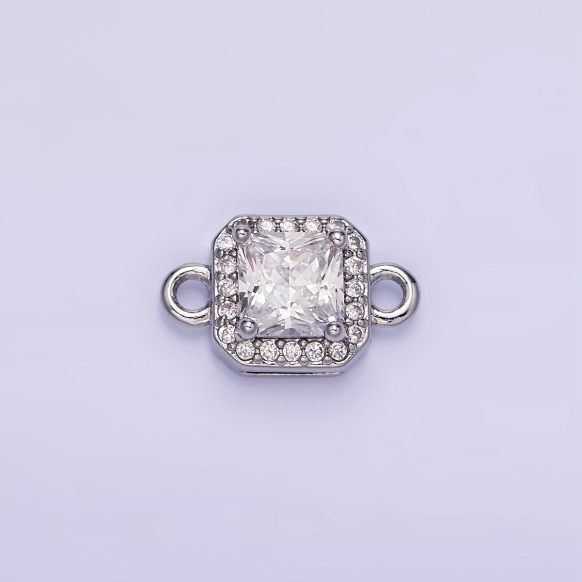 24K Gold Filled Birthstone CZ Micro Paved Square Connector in Gold & Silver | G484 - G495 - DLUXCA