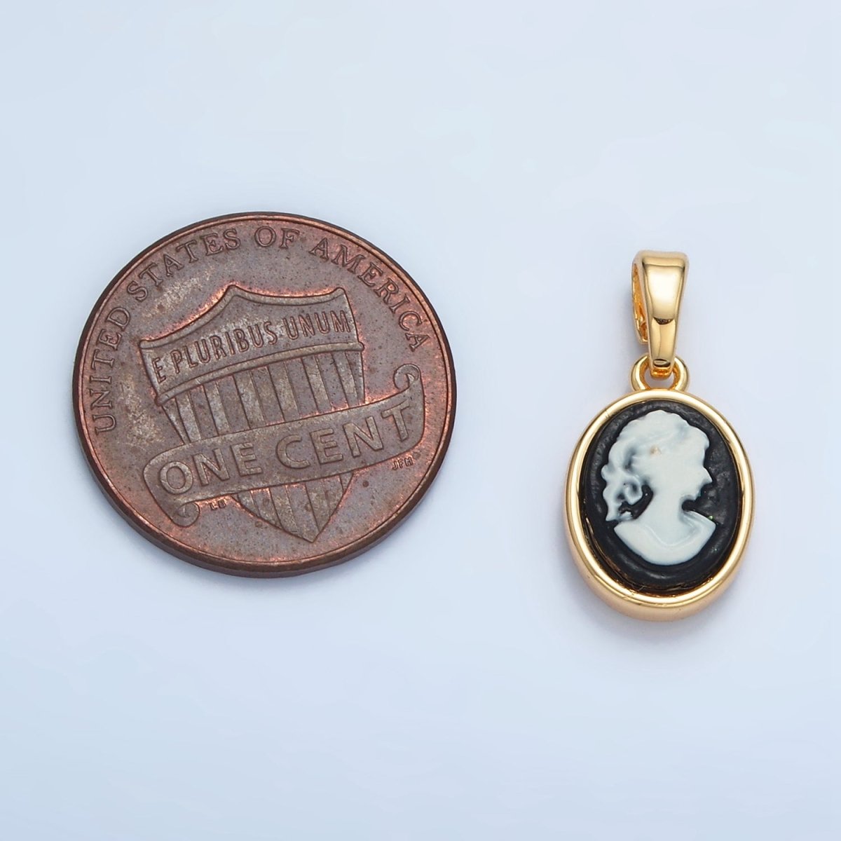 24K Gold Filled Black, Blue, Pink, Peach Agate Woman Girl Portrait Oval Pendant | AA120 AA121 - DLUXCA