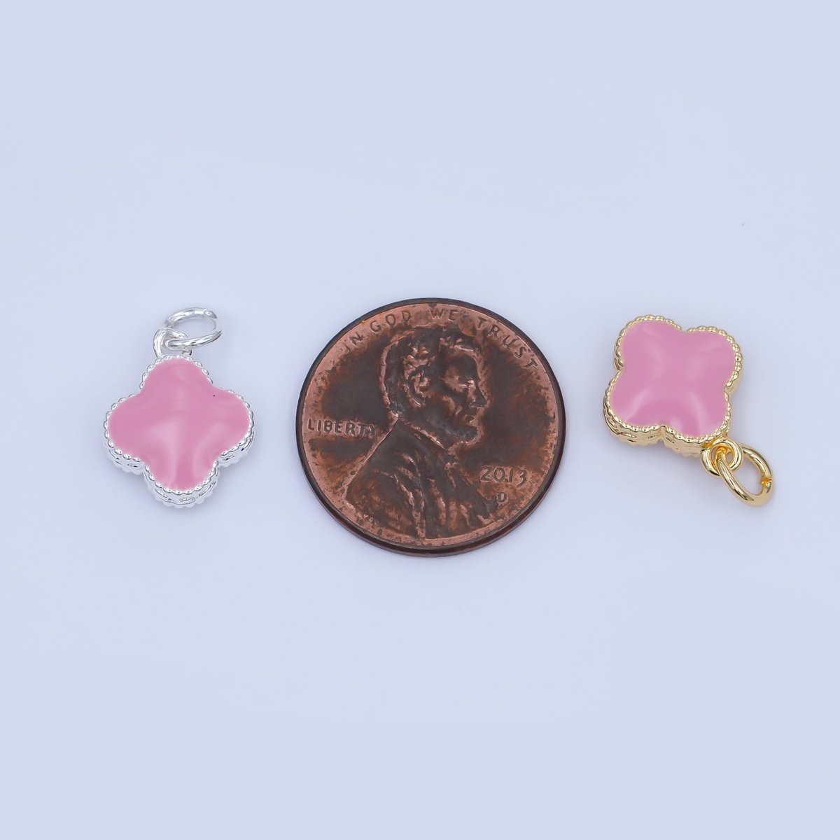 24K Gold Filled Black, Blue, Pink, Purple Clover Charm in Gold & Silver | C693 C696 C737 C738 - DLUXCA