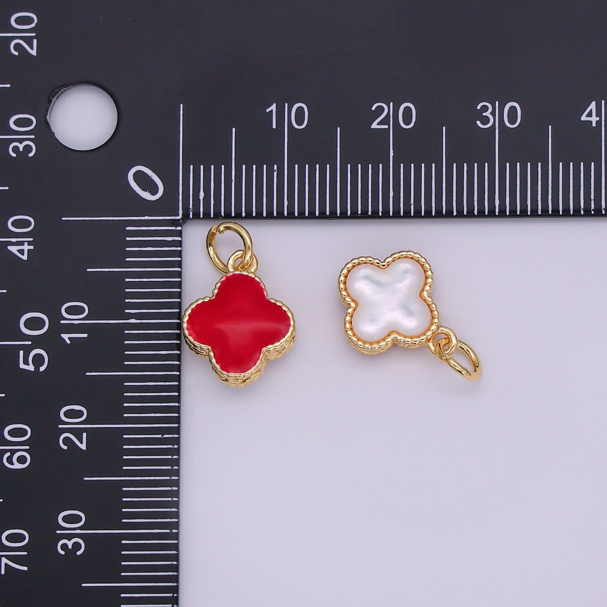 24K Gold Filled Black, Blue, Pink, Purple Clover Charm in Gold & Silver | C693 C696 C737 C738 - DLUXCA