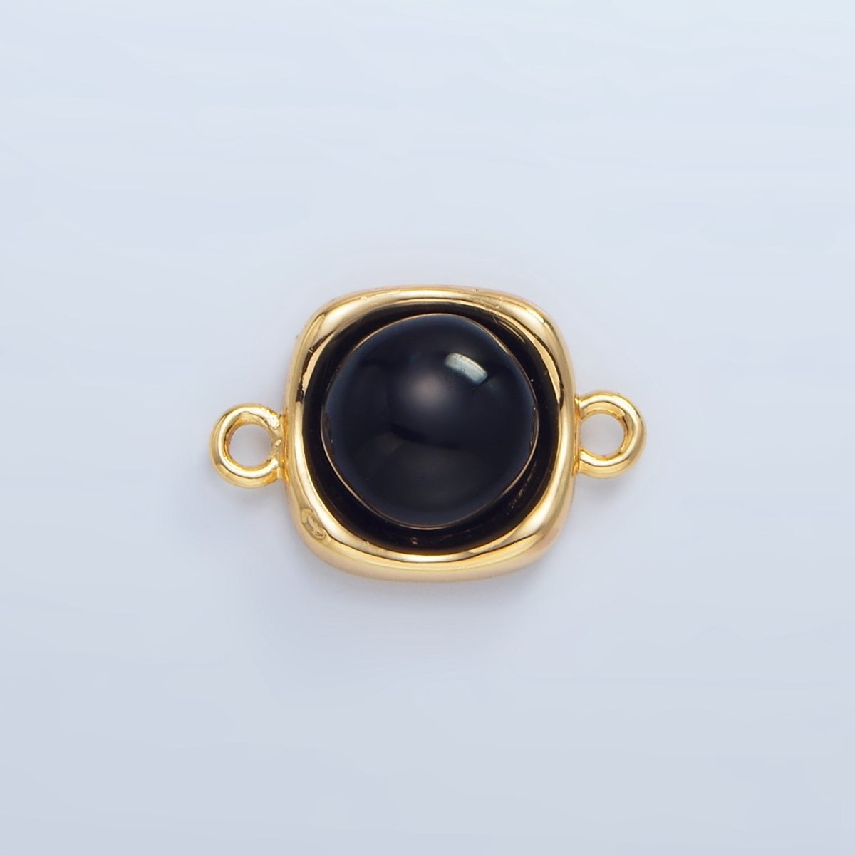 24K Gold Filled Black Onyx Round Molten Bezel Connector in Gold & Silver | F498 - DLUXCA