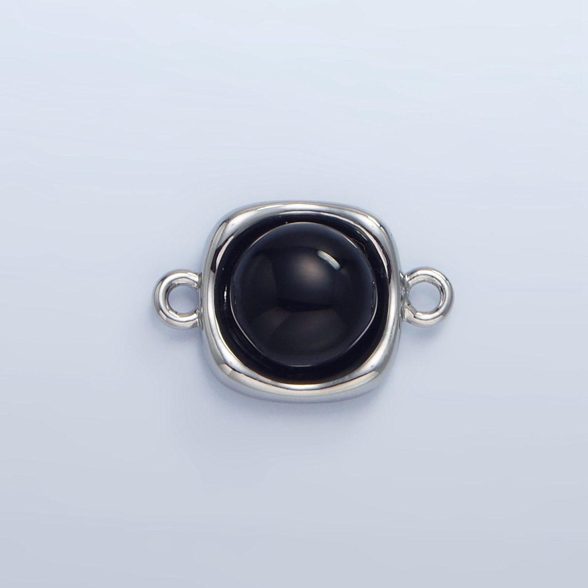 24K Gold Filled Black Onyx Round Molten Bezel Connector in Gold & Silver | F498 - DLUXCA