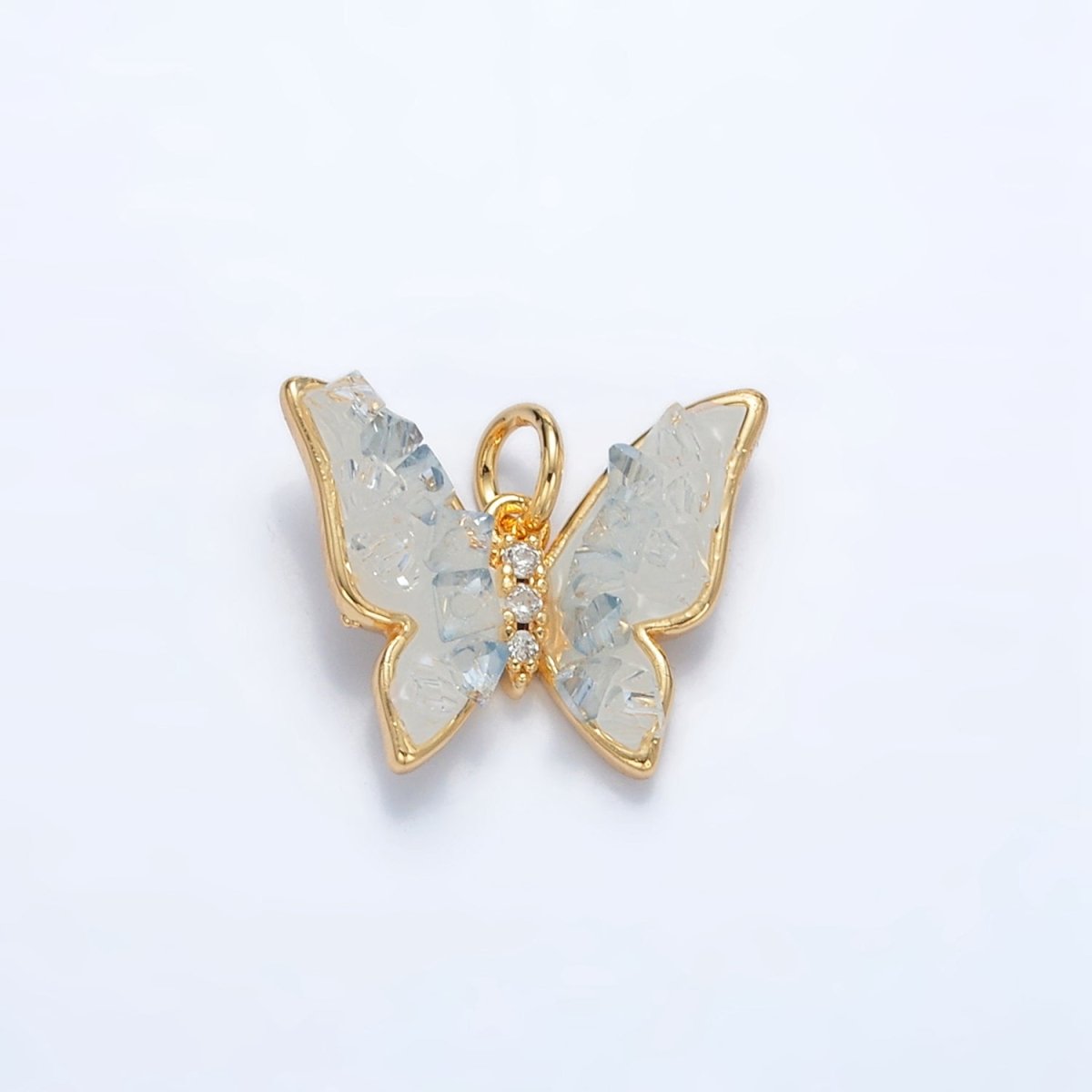 24K Gold Filled Blue Agate Enamel Butterfly Insect Charm | AG933 - DLUXCA