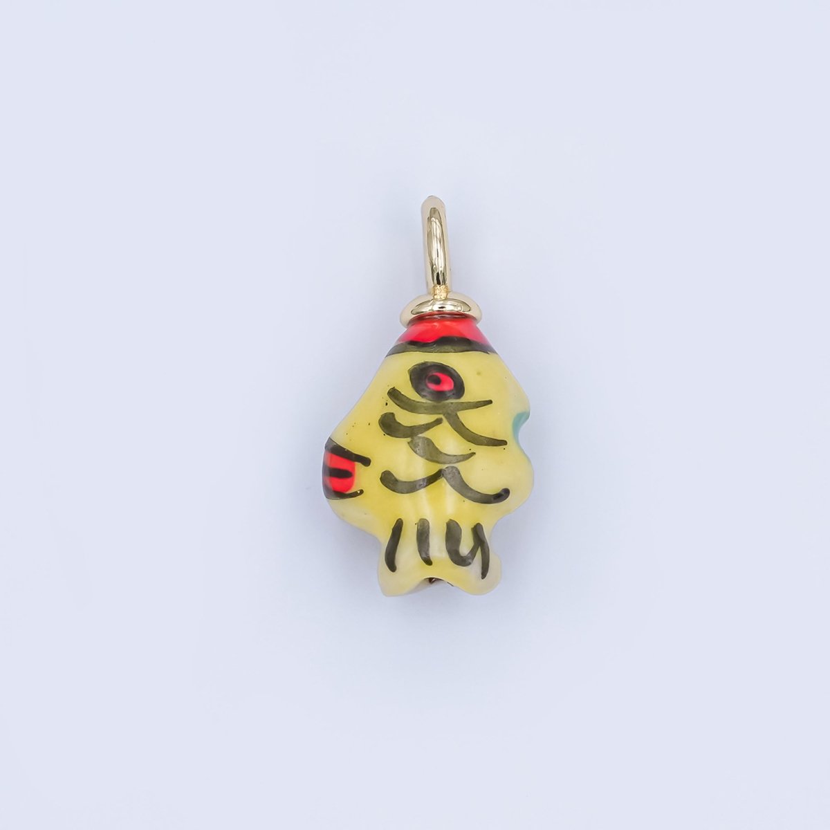24K Gold Filled Blue, Green, Yellow Fish Ceramic Drop Pendant | N139 N140 - DLUXCA